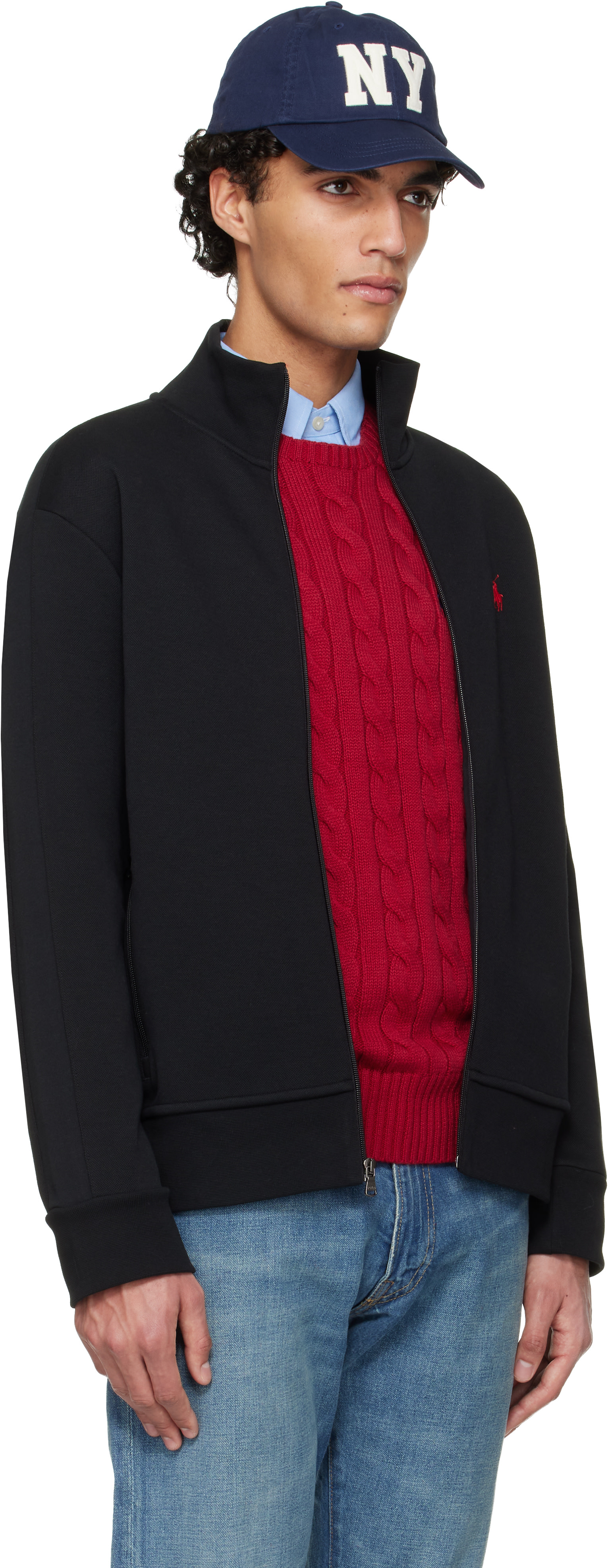Polo Ralph Lauren: Black Double Knit Long Sleeve Track Jacket | SSENSE