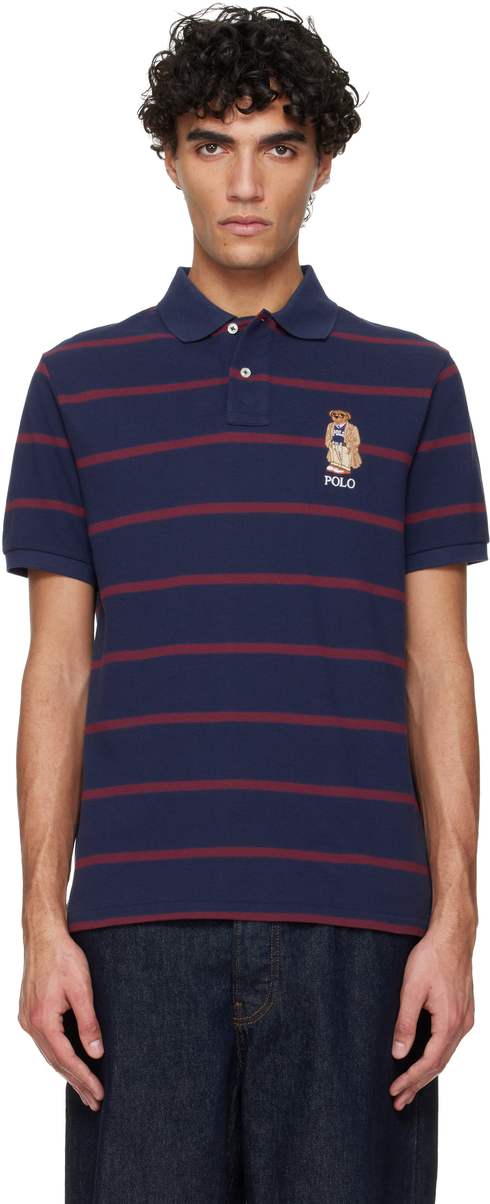 Polo Ralph Lauren: Navy Classic-Fit Bear Polo | SSENSE