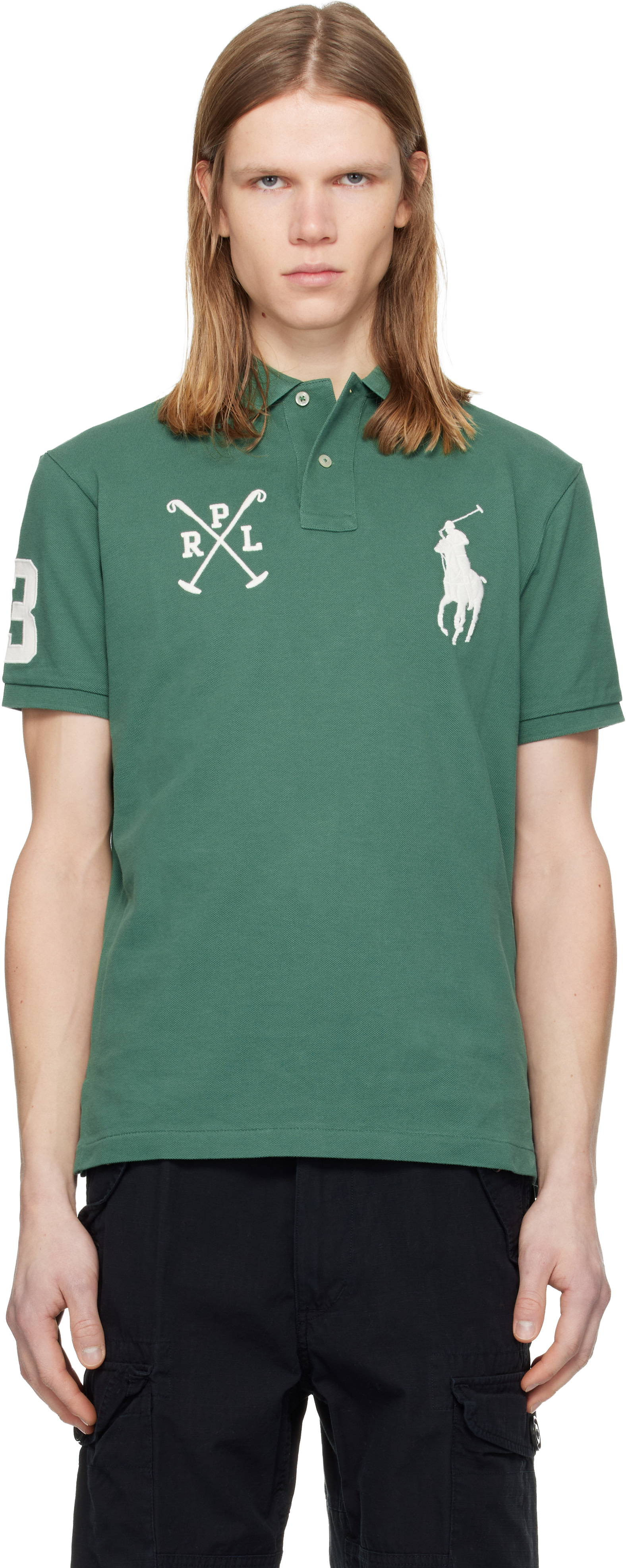 Polo Ralph Lauren: グリーン メッシュ 半袖ポロシャツ | SSENSE 日本