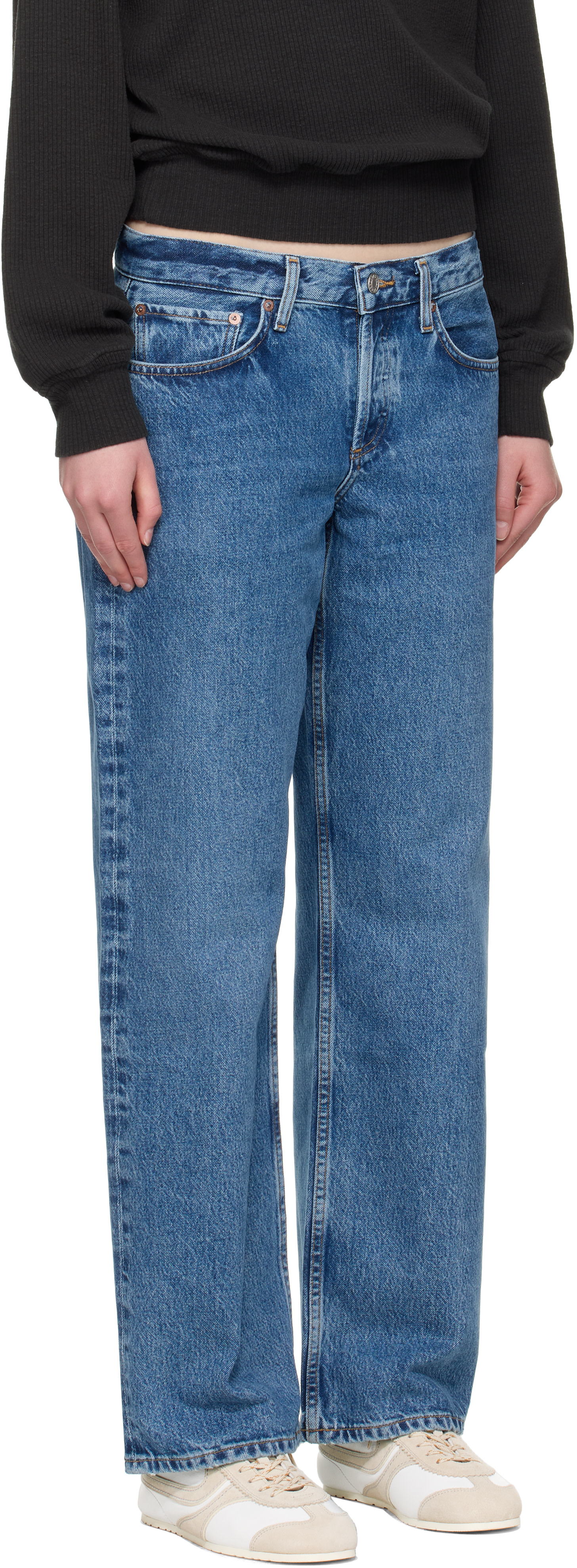 AGOLDE - Jean décontracté bleu à taille basse