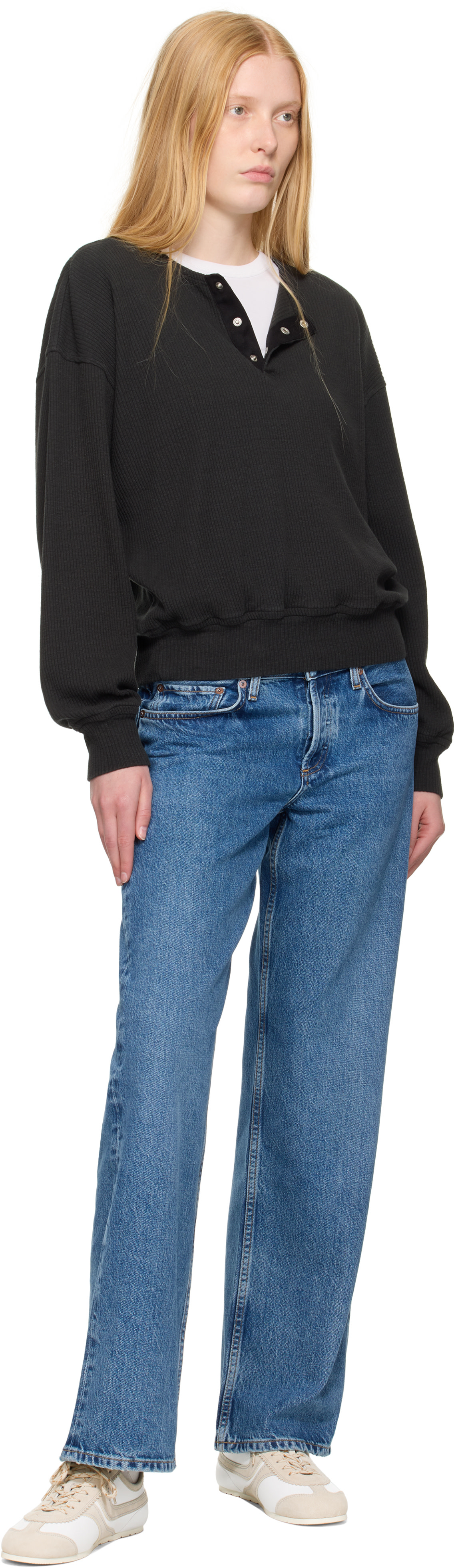AGOLDE - Jean décontracté bleu à taille basse