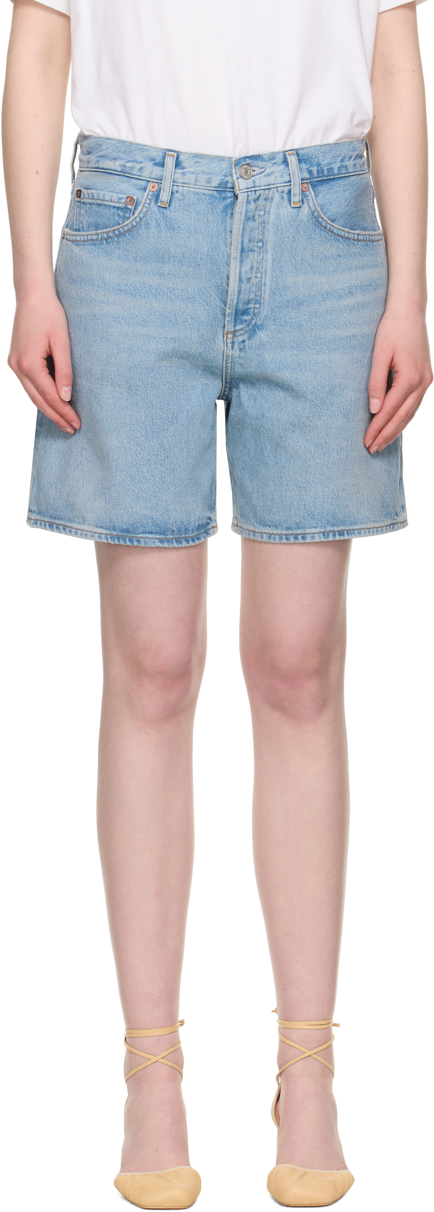 AGOLDE - Short Dame bleu en denim