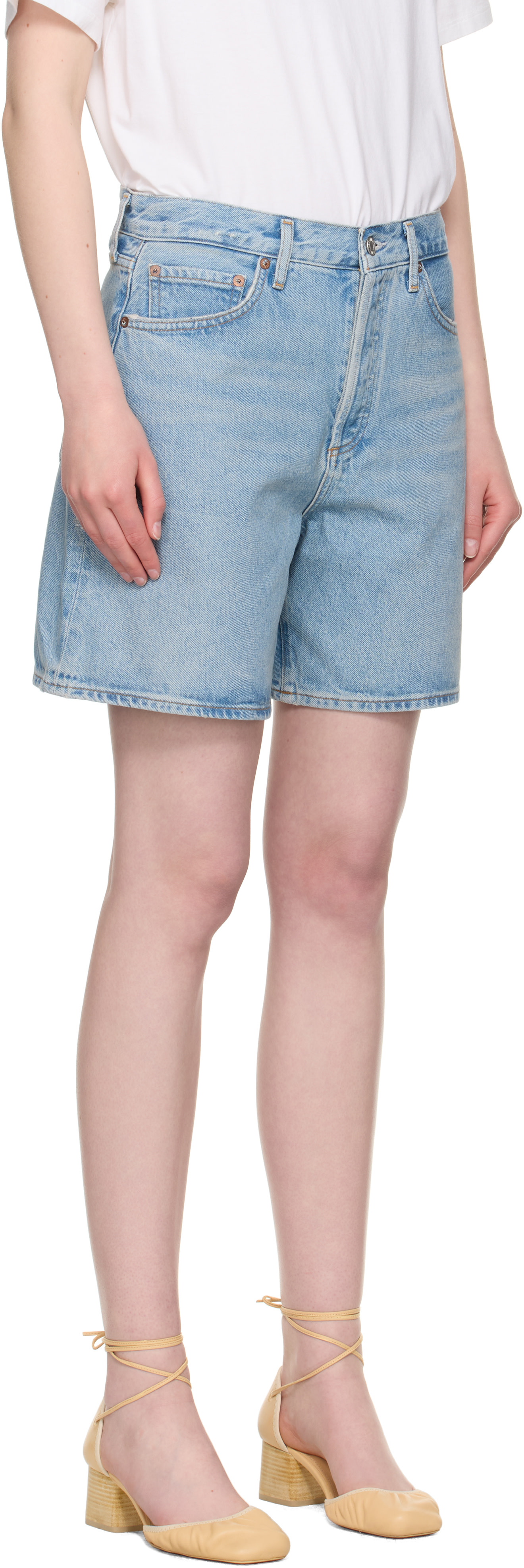 AGOLDE - Short Dame bleu en denim