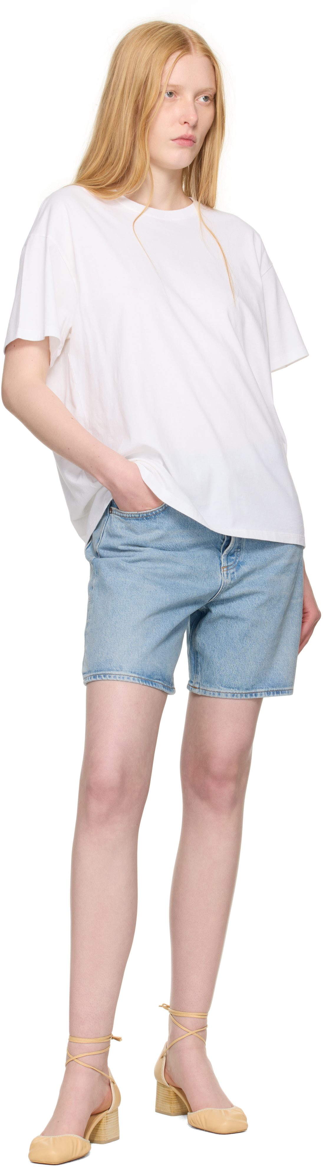 AGOLDE - Short Dame bleu en denim