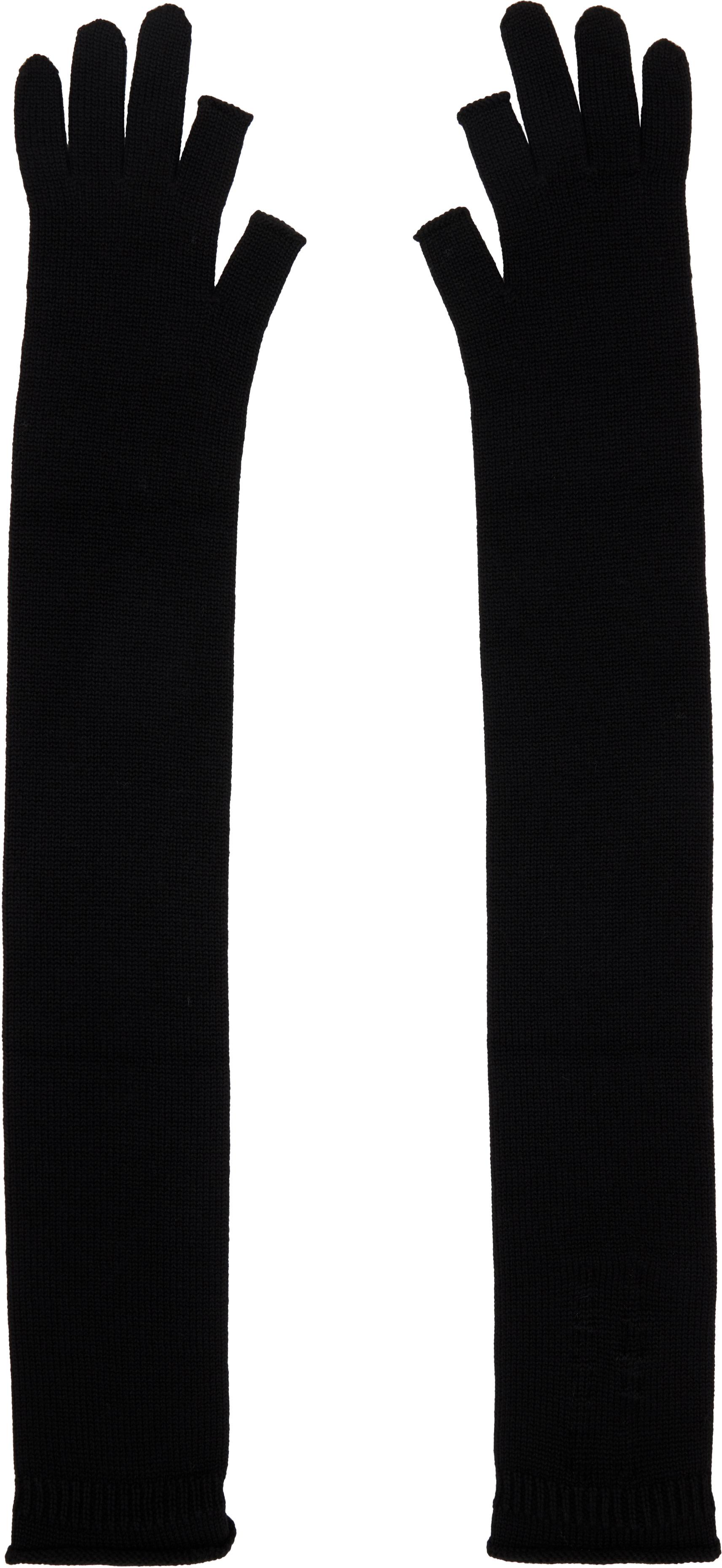 Rick Owens: Black Concordians Rasato Knit Opera Gloves | SSENSE