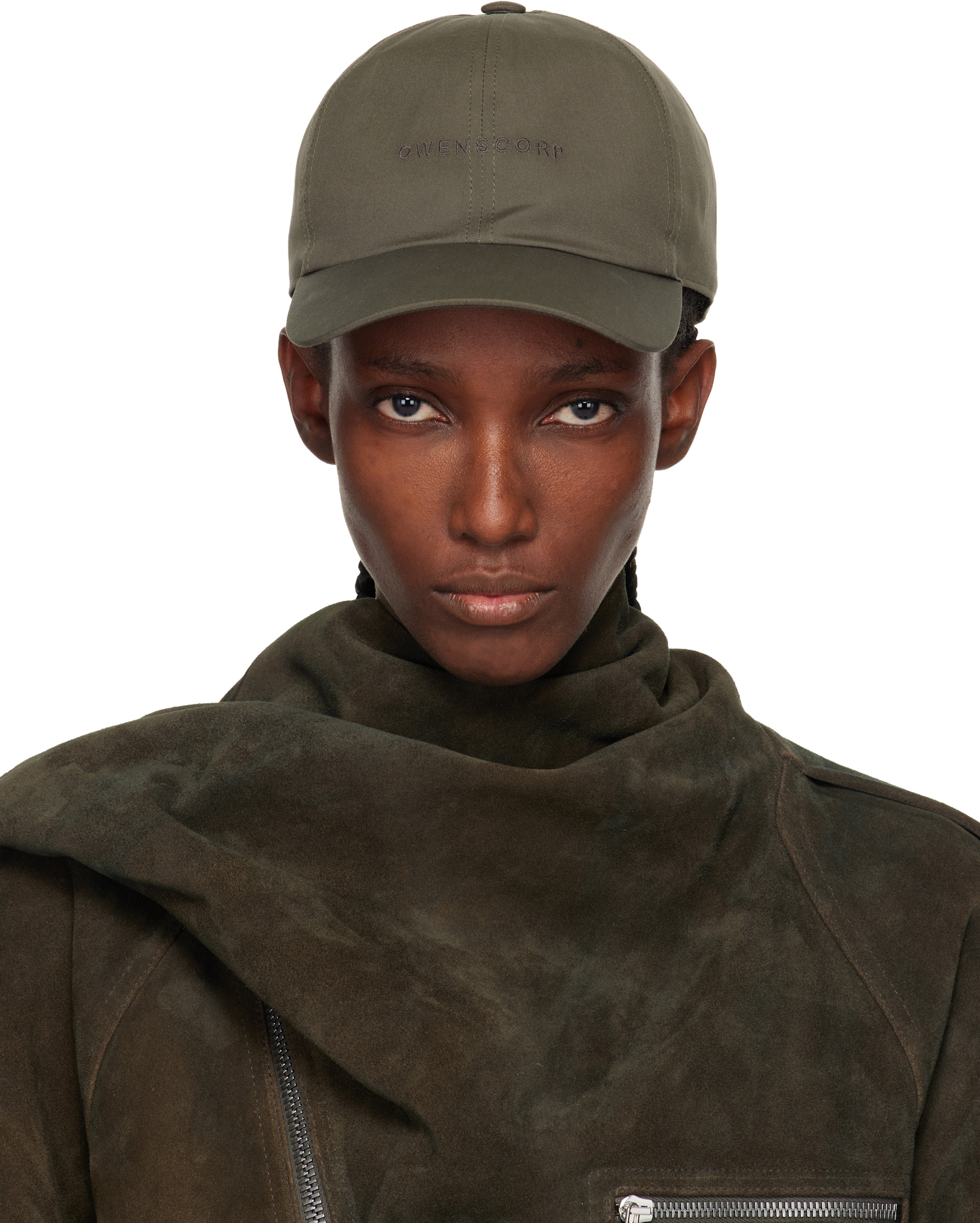 Rick Owens: Khaki Concordians Owenscorp Embroidered Cap | SSENSE