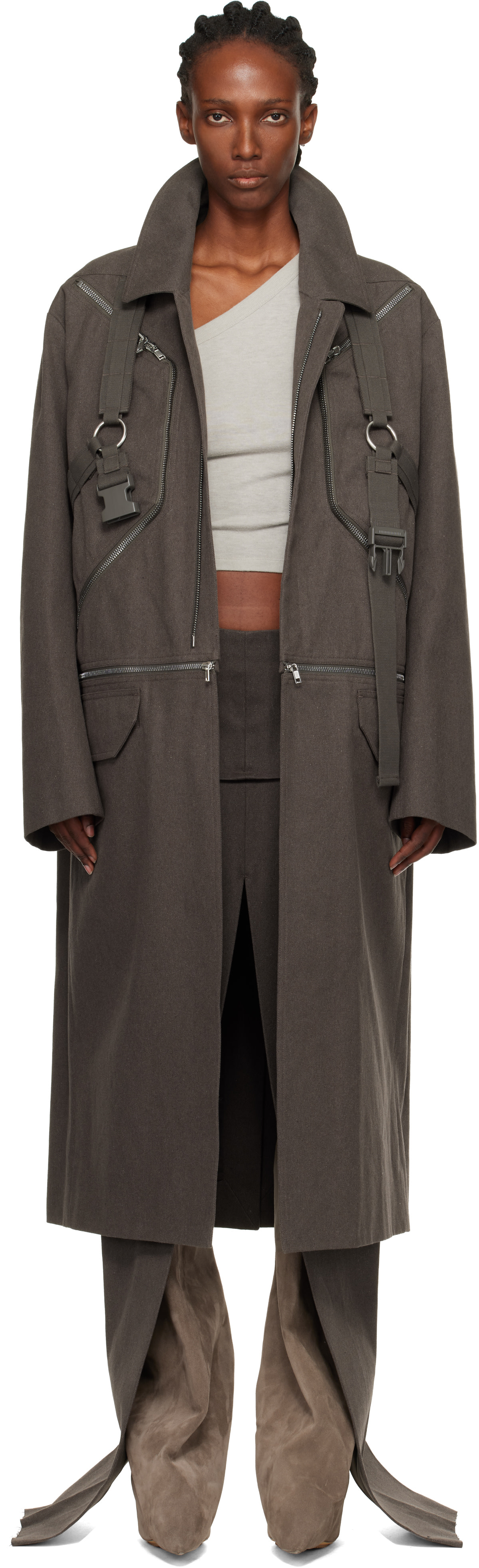 Rick Owens: グレー Concordians Runway Blixa Jumbo マックコート