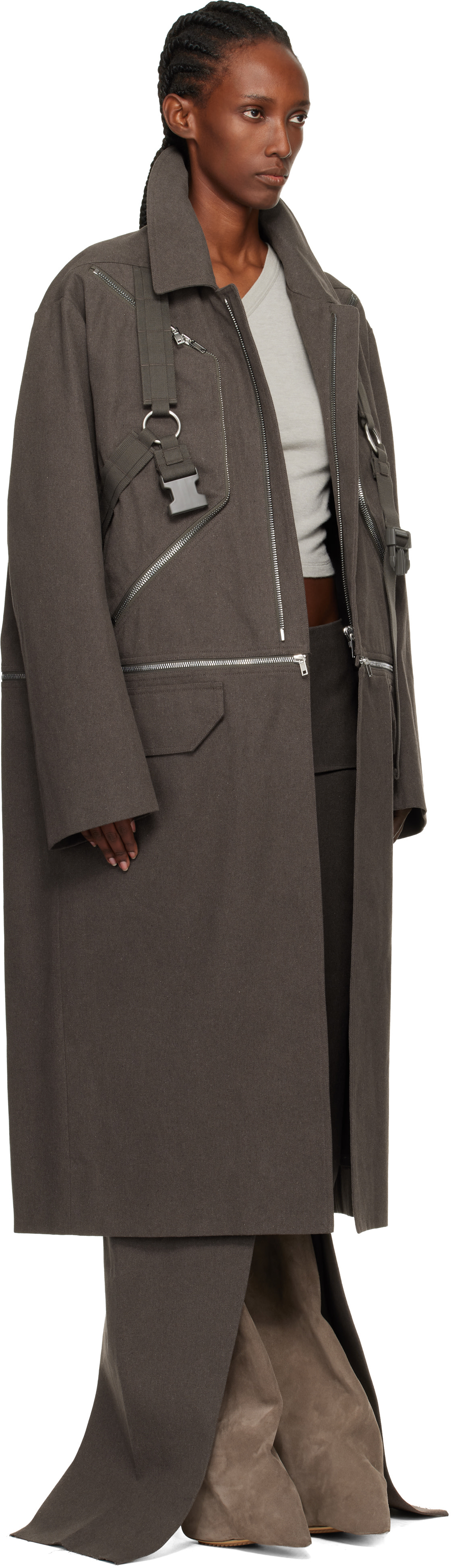 Rick Owens: グレー Concordians Runway Blixa Jumbo マックコート