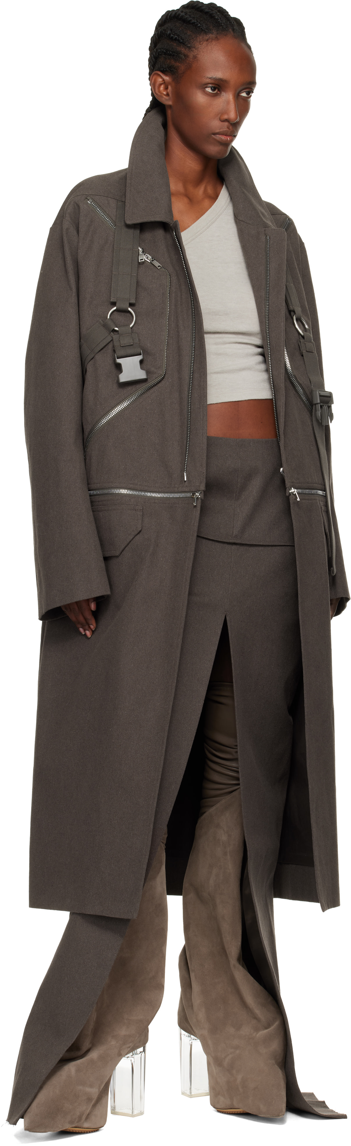 Rick Owens: グレー Concordians Runway Blixa Jumbo マックコート