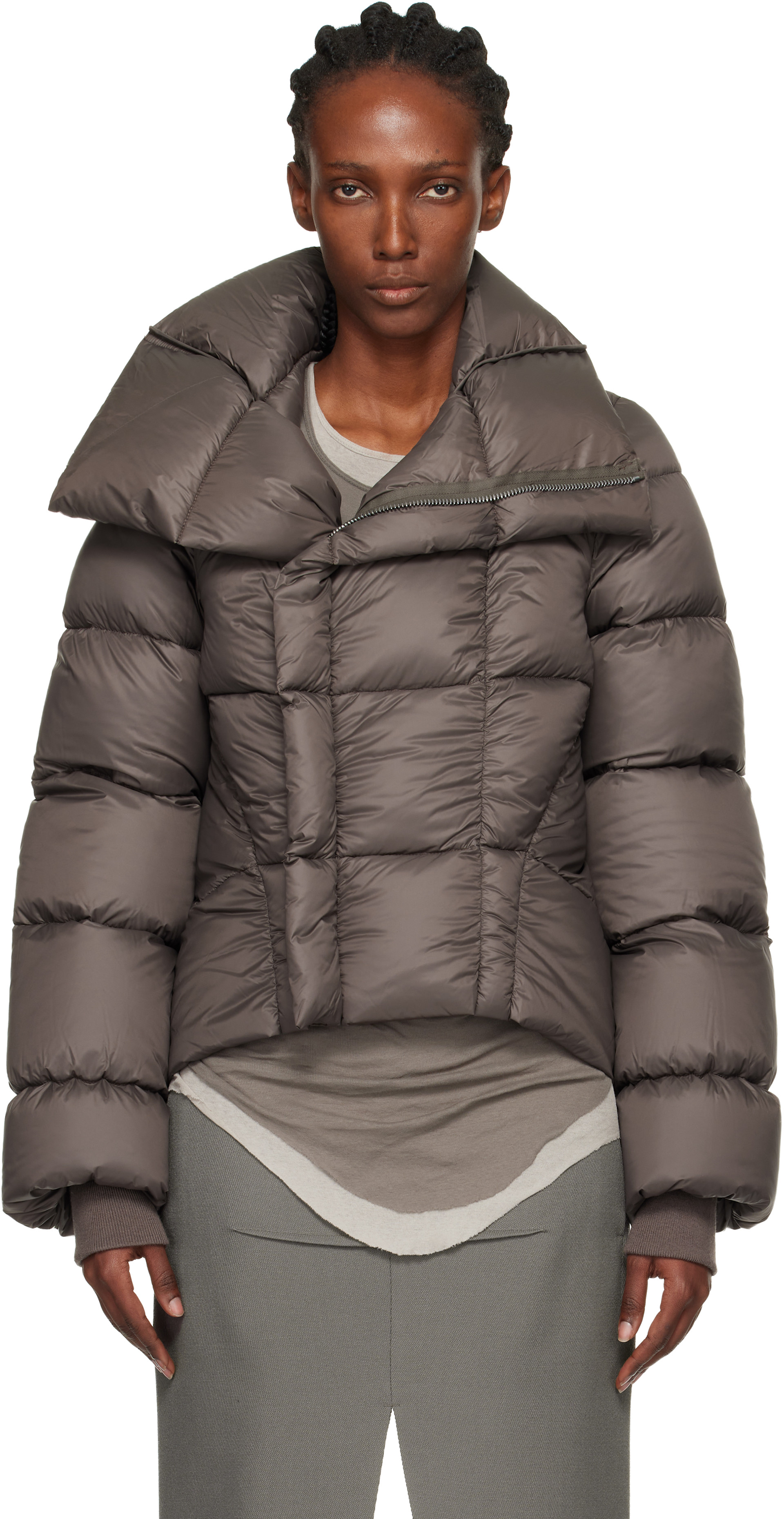 Rick Owens: Gray Concordians Naska Duvet Down Jacket | SSENSE