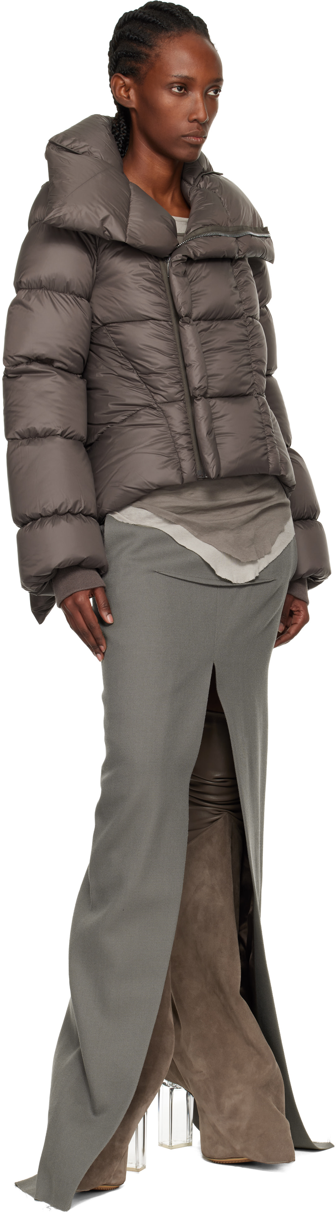Rick Owens: Gray Concordians Naska Duvet Down Jacket | SSENSE