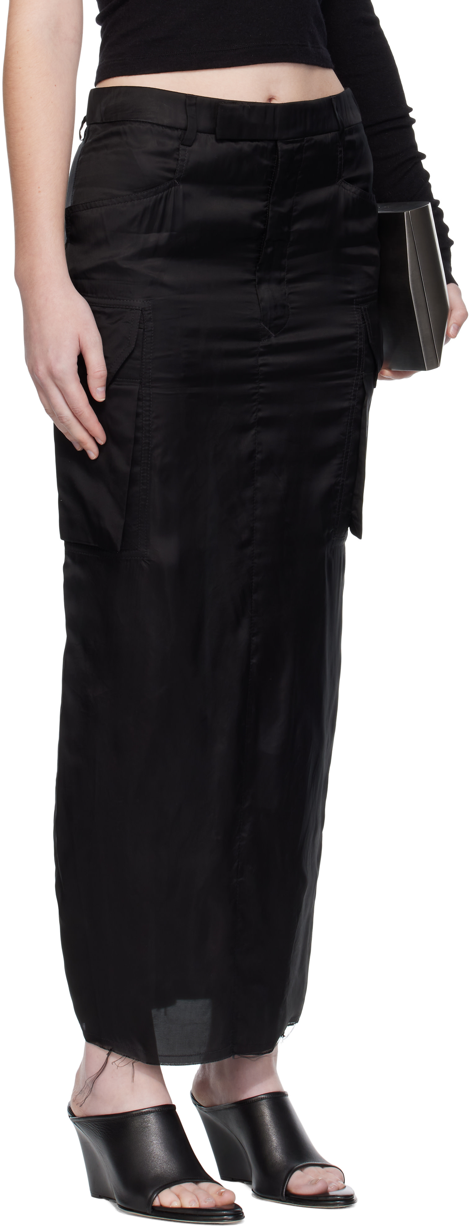 Rick Owens: Black Concordians Firbanks Midi Skirt | SSENSE