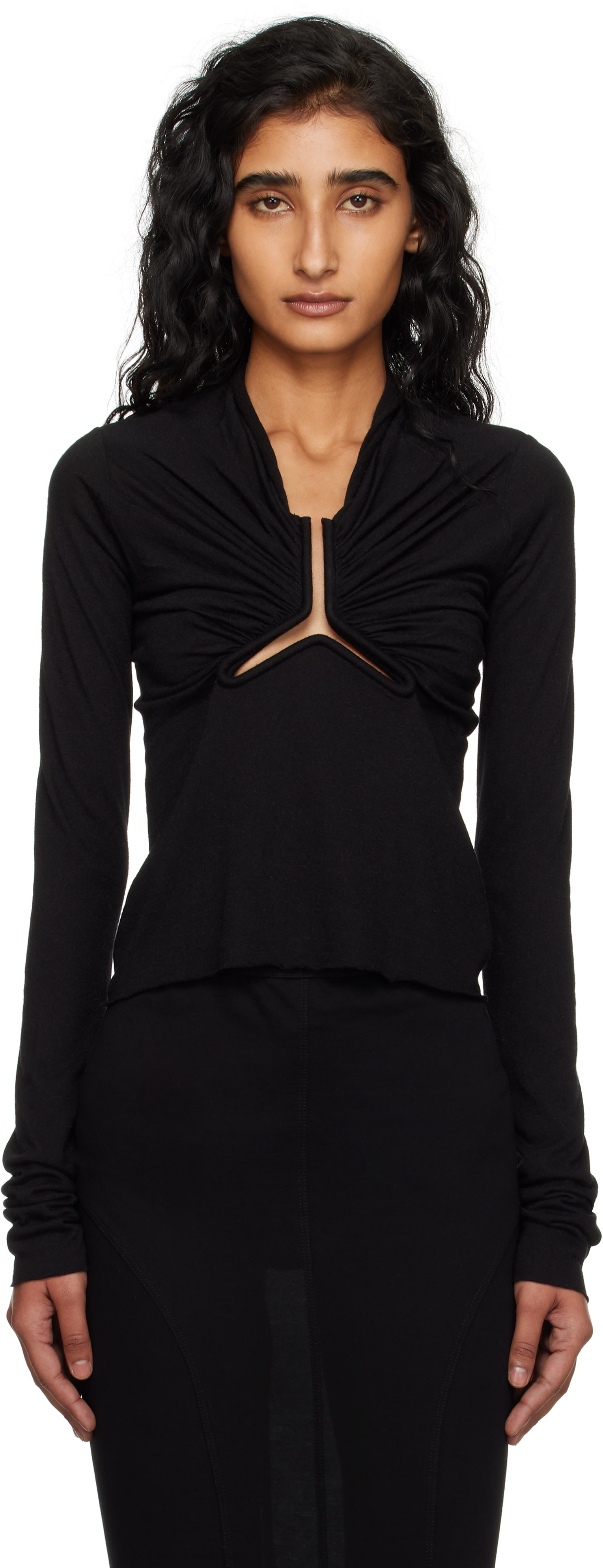 Rick Owens: Black Concordians Allanah LS T-shirt | SSENSE