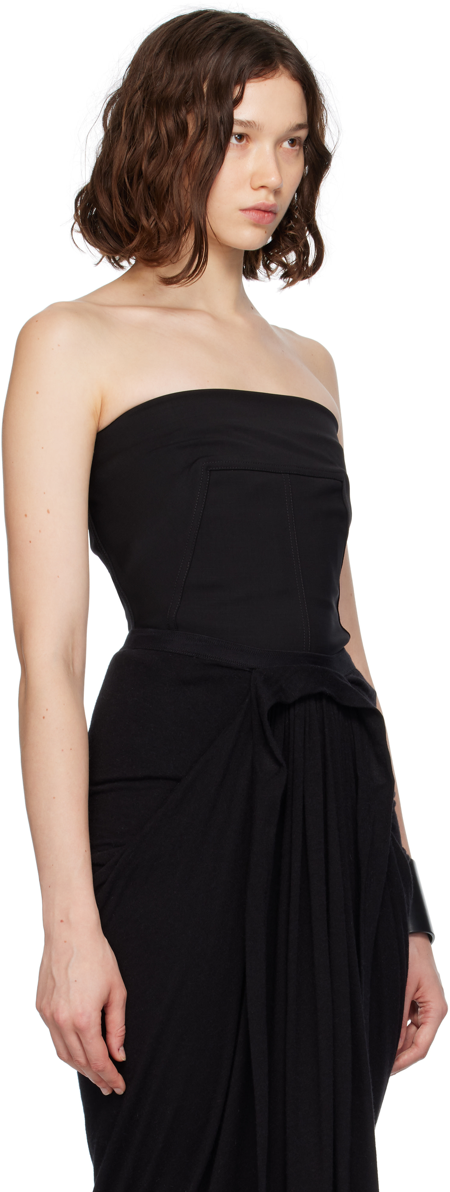 Rick Owens: Black Concordians Wool Bustier Top | SSENSE