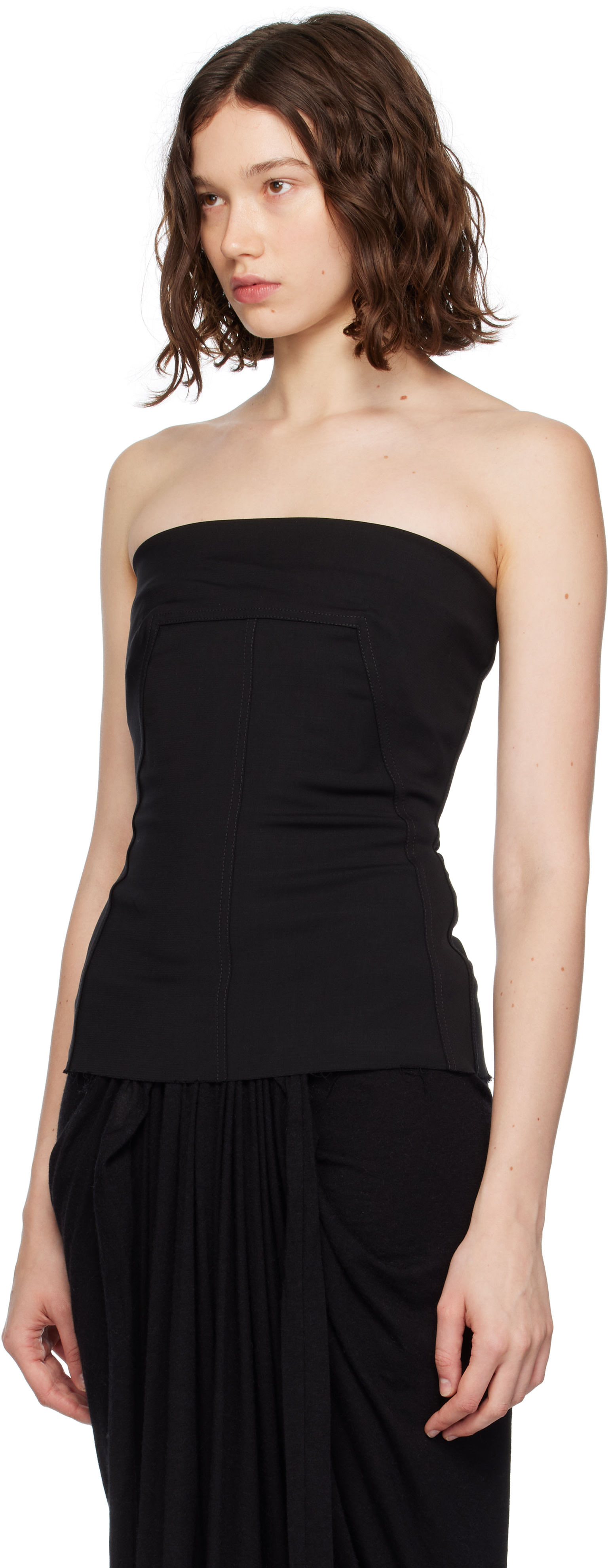 Rick Owens: Black Concordians Wool Bustier Top | SSENSE