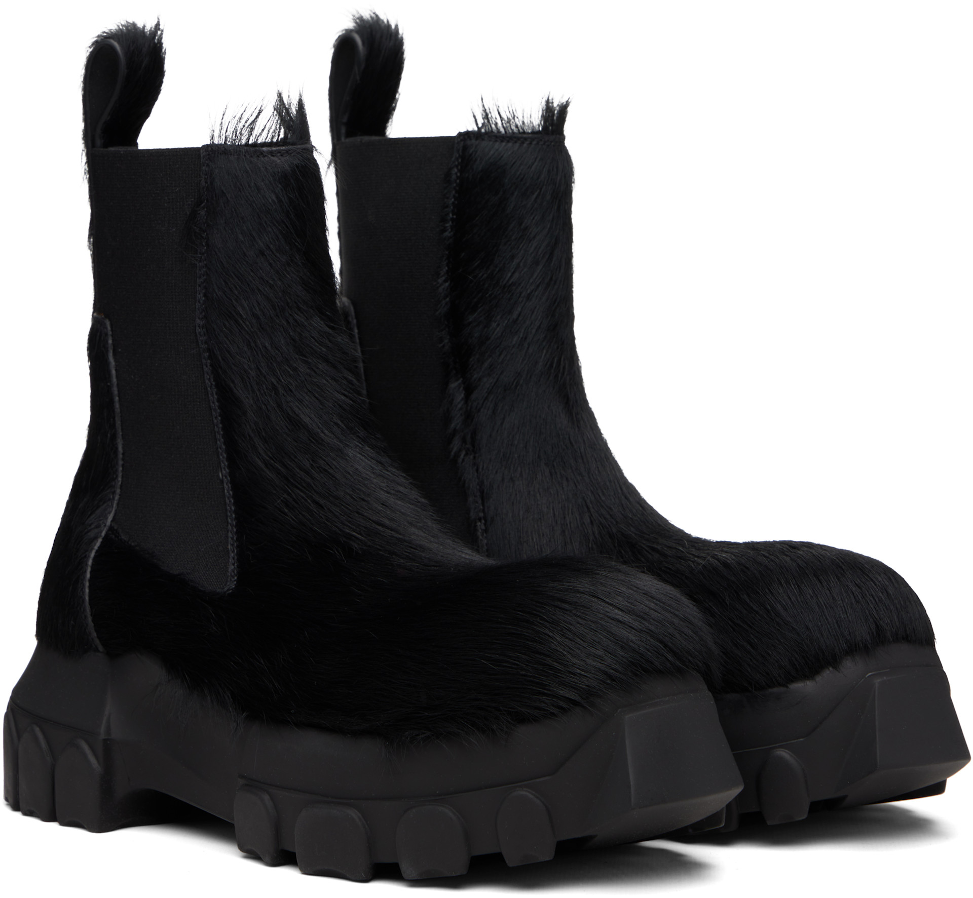 靴 RICK OWENS BEATLE BOZO TRACTOR Rick Owens: Black Concordians Beatle Bozo Tractors Boots | SSENSE