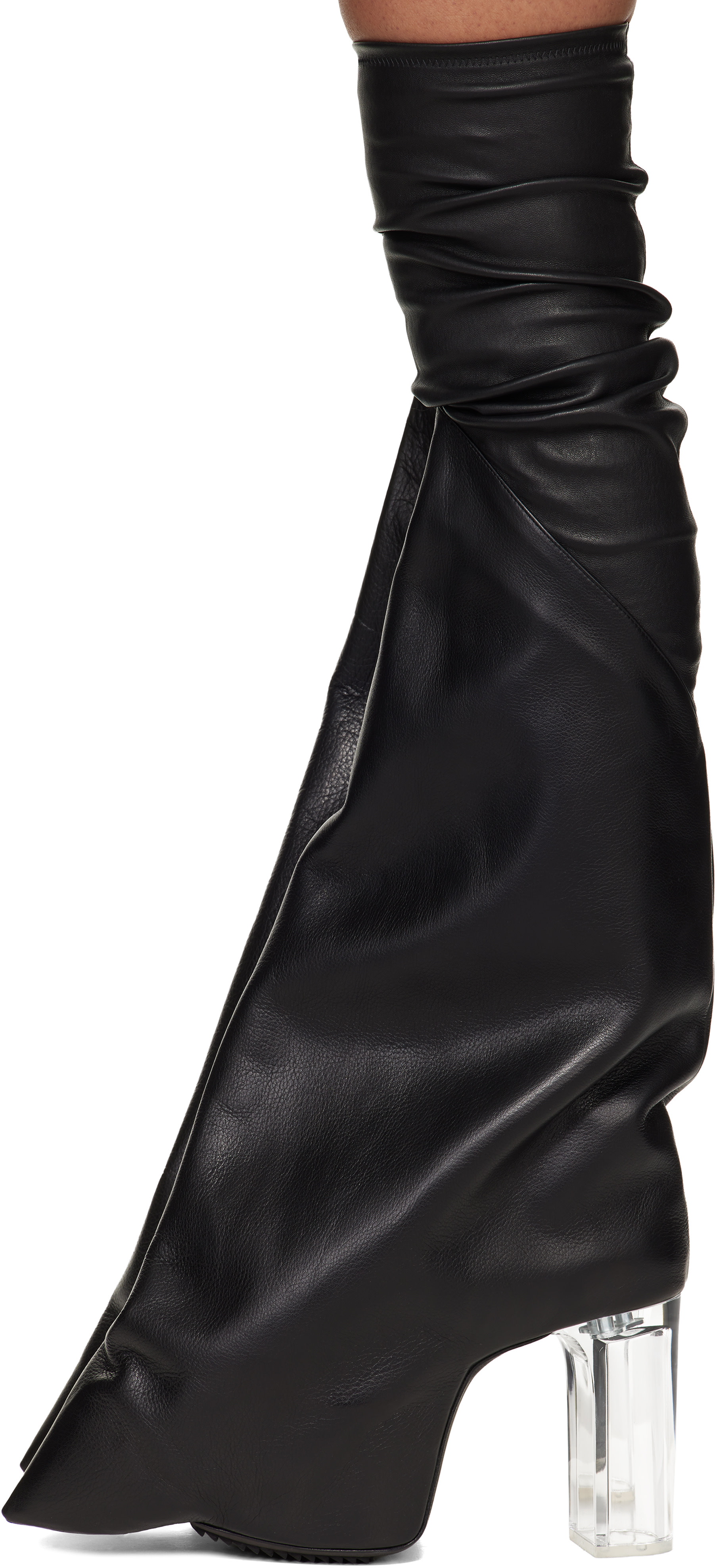 Rick Owens: ブラック Temple Taco Kiss ロングブーツ | SSENSE 日本