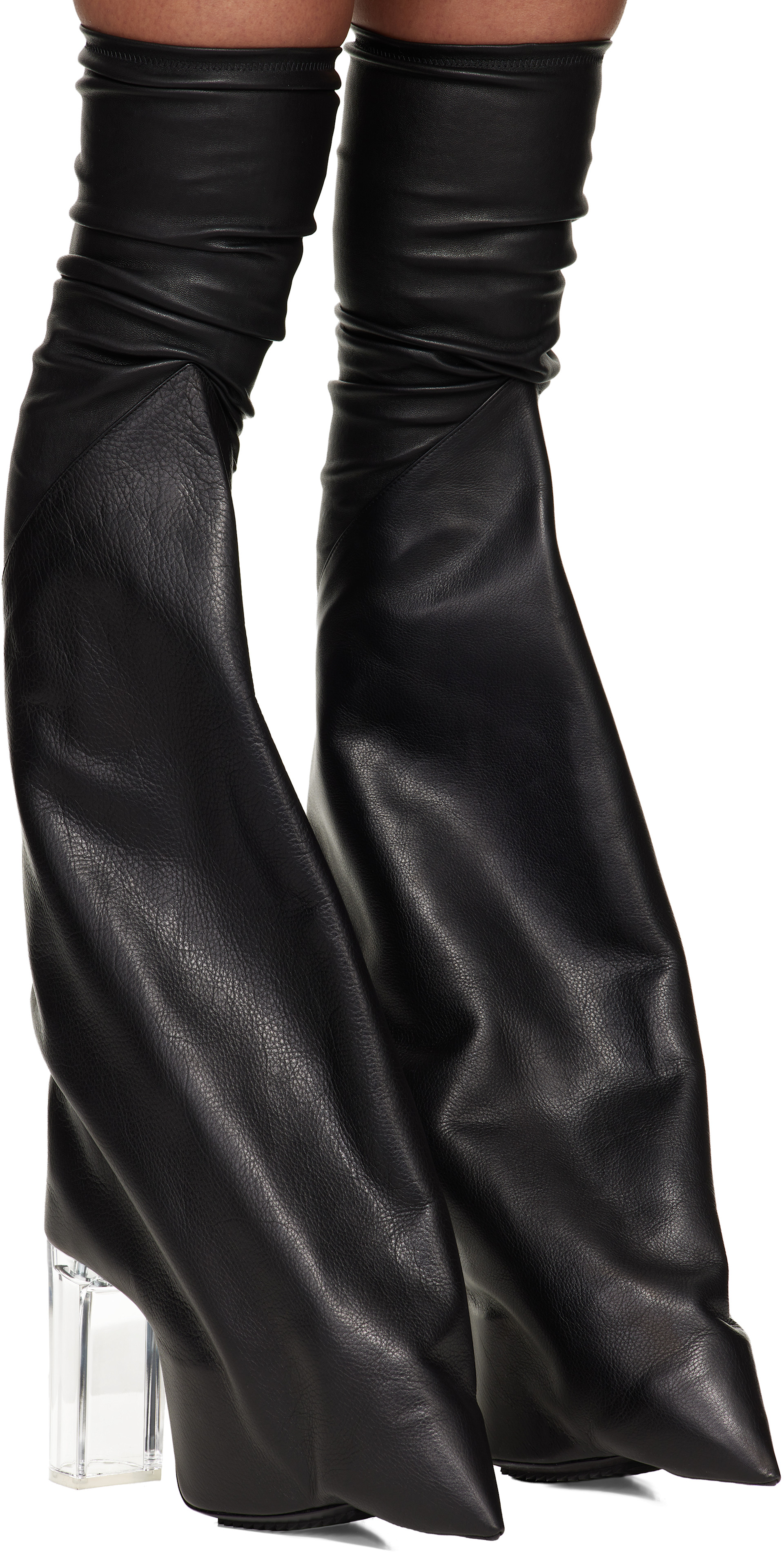 Rick Owens: Black Temple Taco Kiss Tall Boots | SSENSE