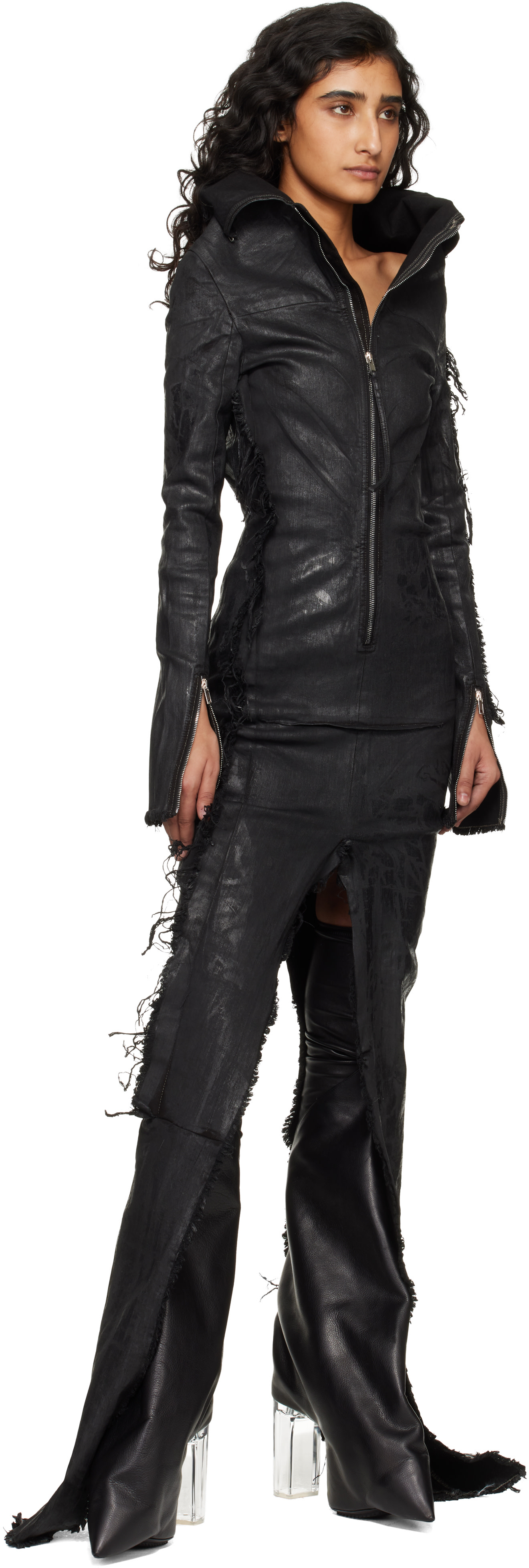 Rick Owens: ブラック Temple Taco Kiss ロングブーツ | SSENSE 日本