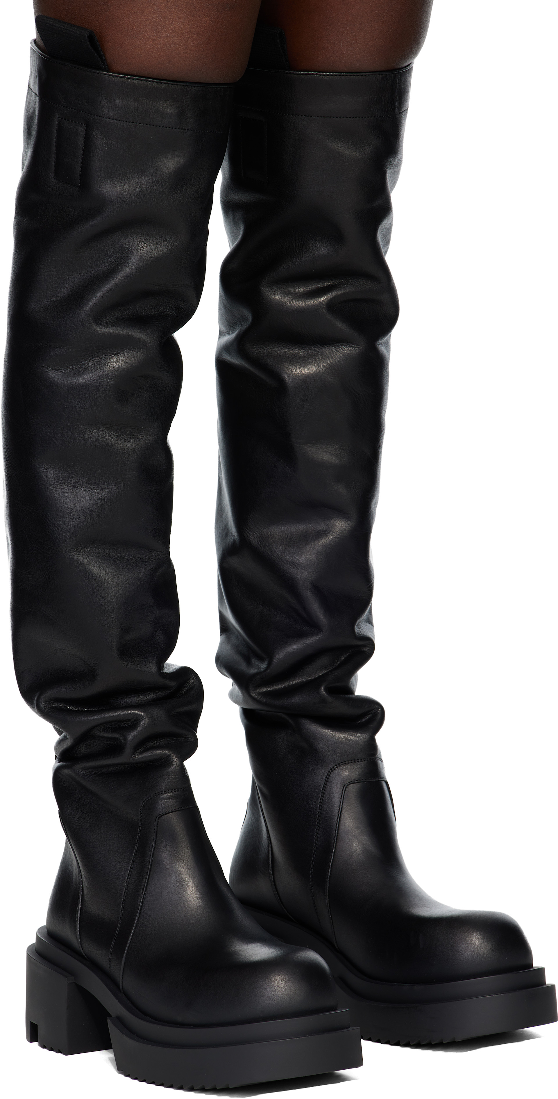 靴 rick owens bogun boots 40 Rick Owens: Black Concordians Wader Bogun Tall Boots | SSENSE Canada