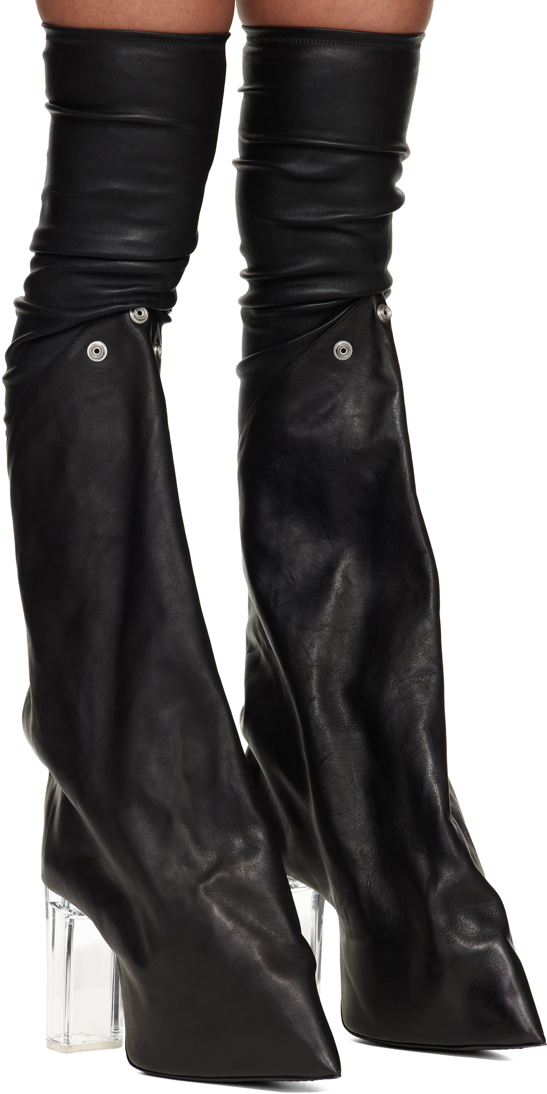 Rick Owens: Black Temple Taco Kiss Tall Boots | SSENSE