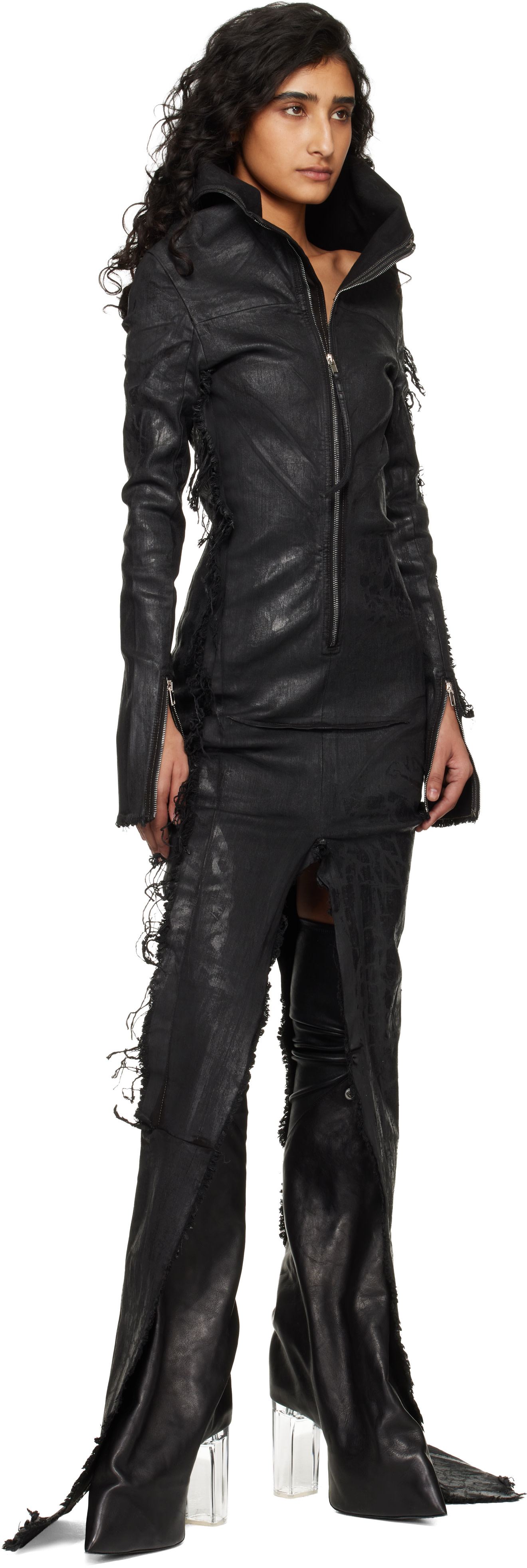 Rick Owens: ブラック Temple Taco Kiss ロングブーツ | SSENSE 日本