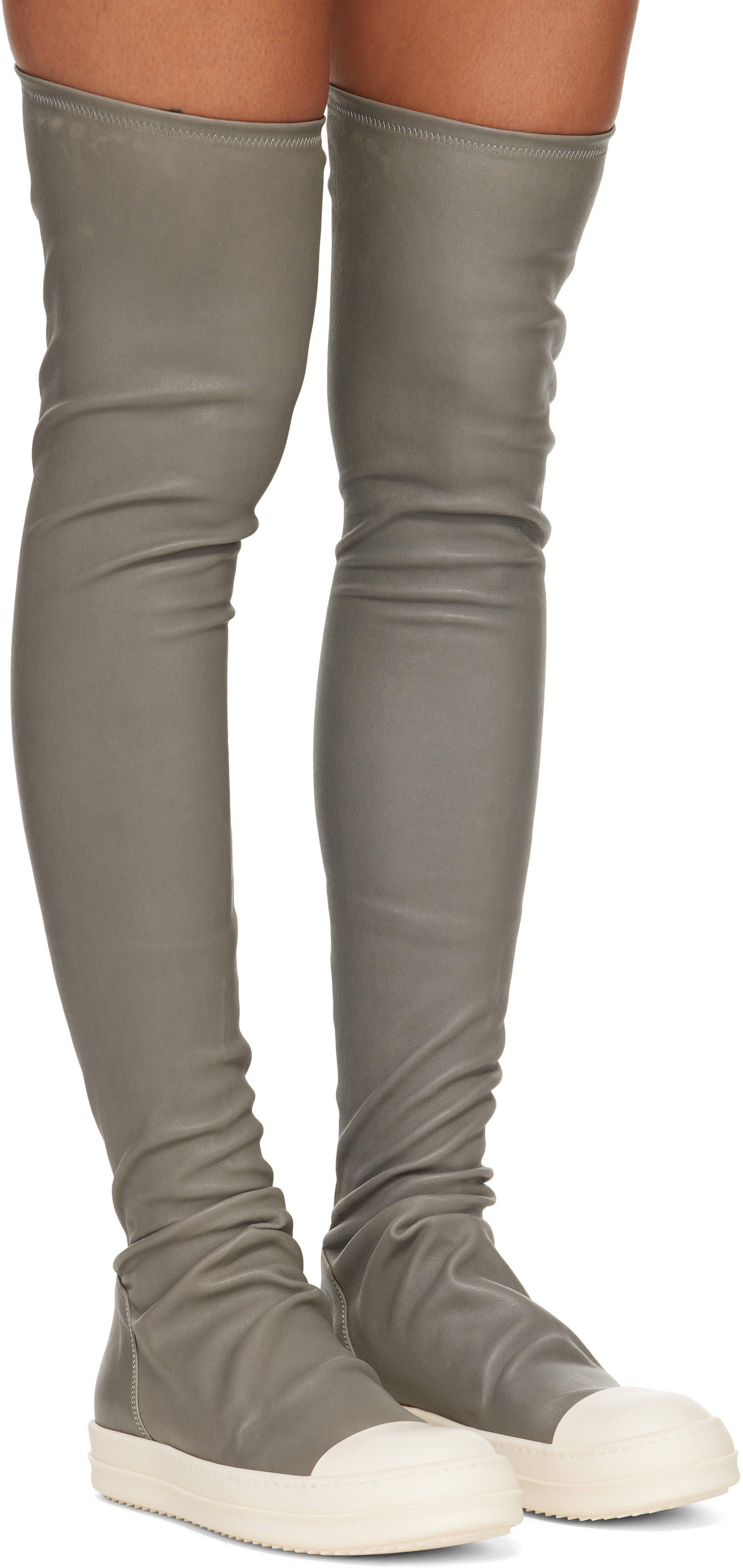 Rick Owens: Gray Concordians High Stocking Sneakers | SSENSE Denmark