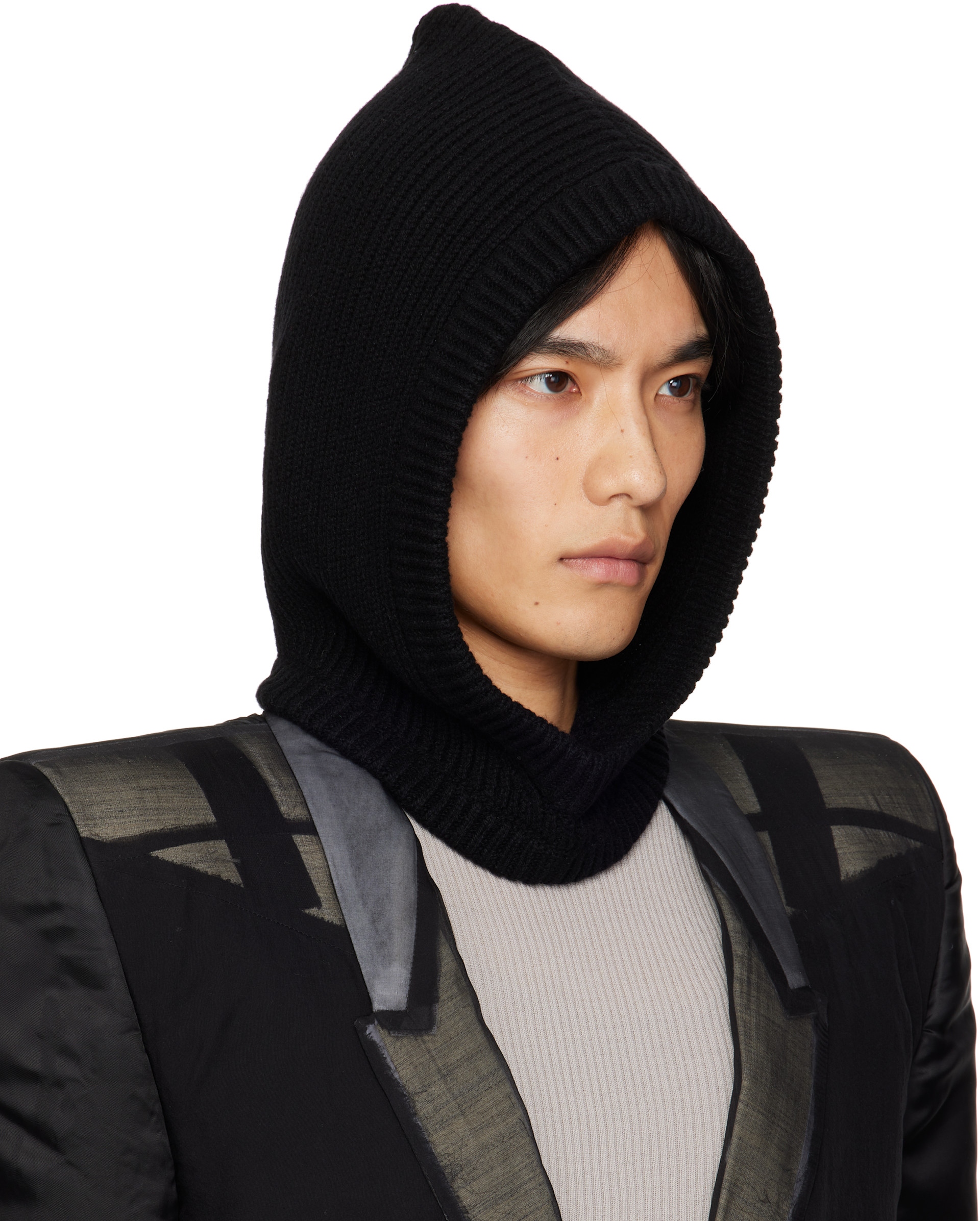 Rick Owens: Black Concordians Cashmere Hood | SSENSE