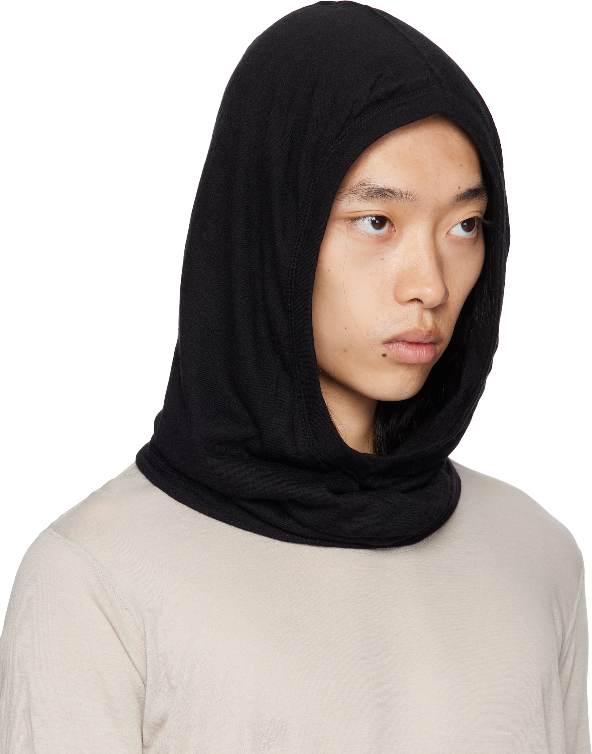 Rick Owens: Black Concordians Knit Hood | SSENSE