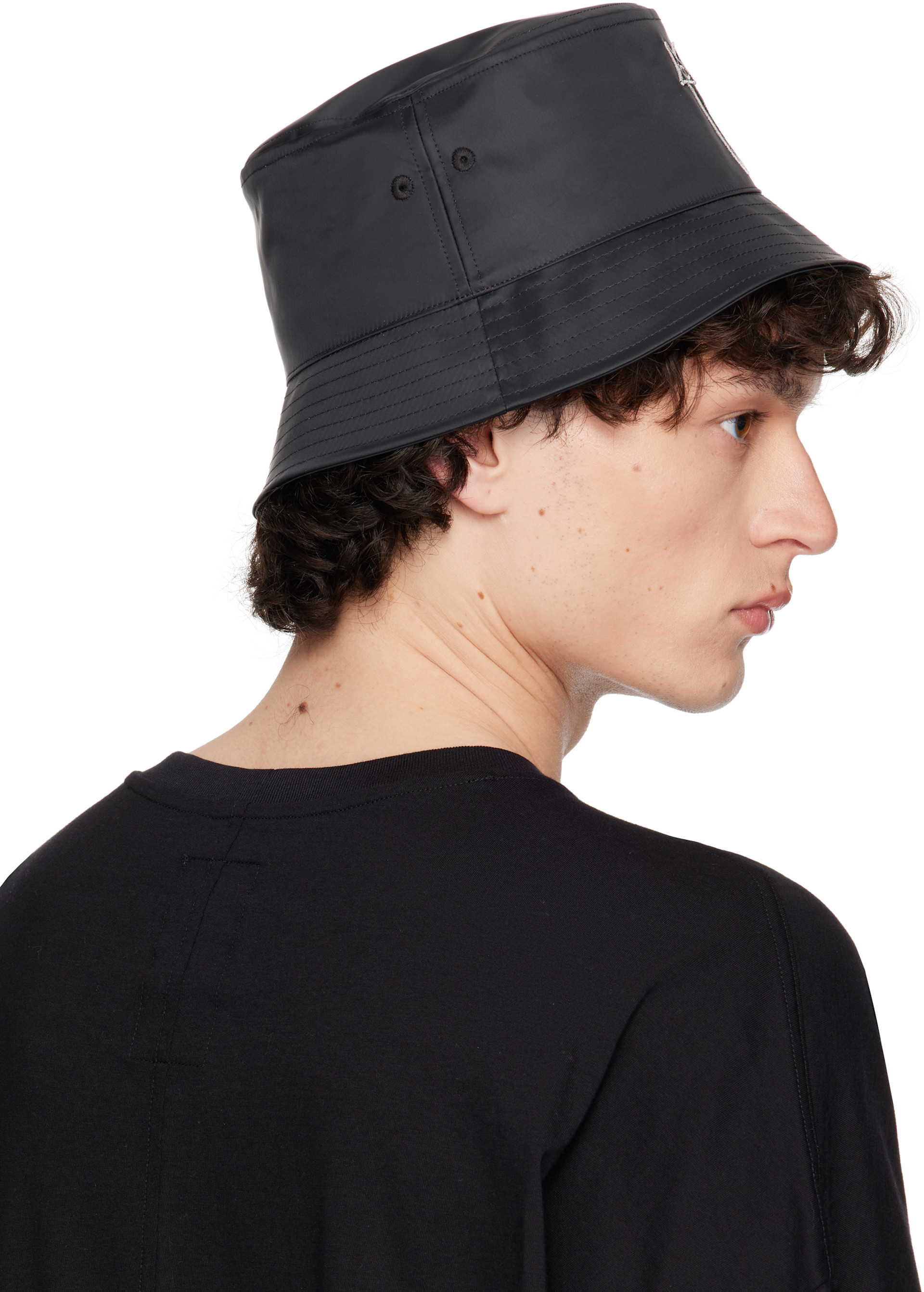 Rick Owens: Black Champion Edition Gilligan Bucket Hat | SSENSE