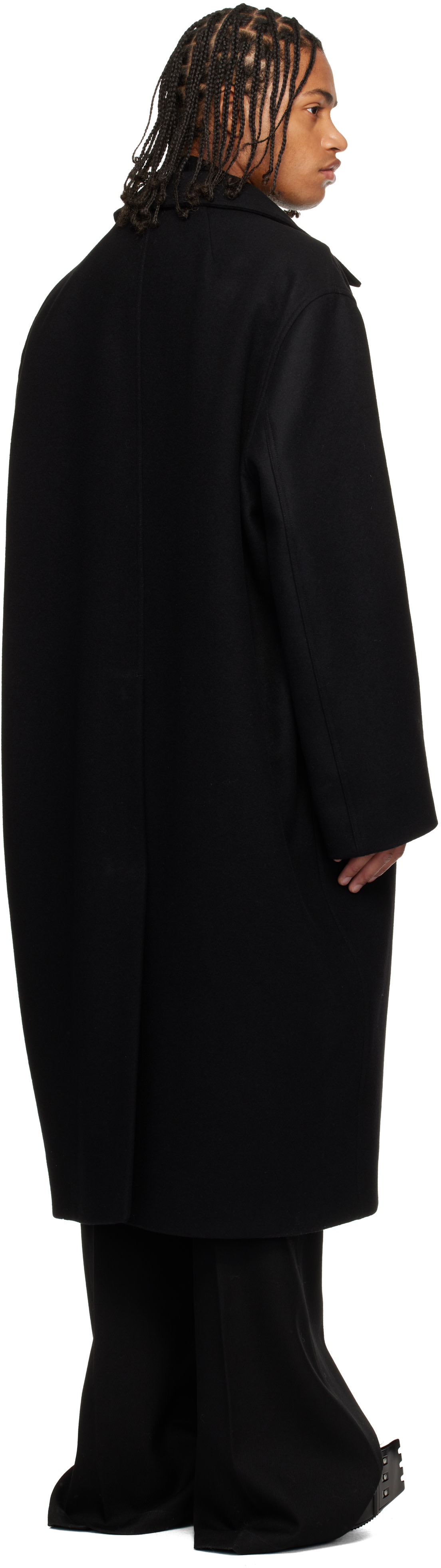 Rick Owens: ブラック Concordians Jumbo マックコート | SSENSE 日本