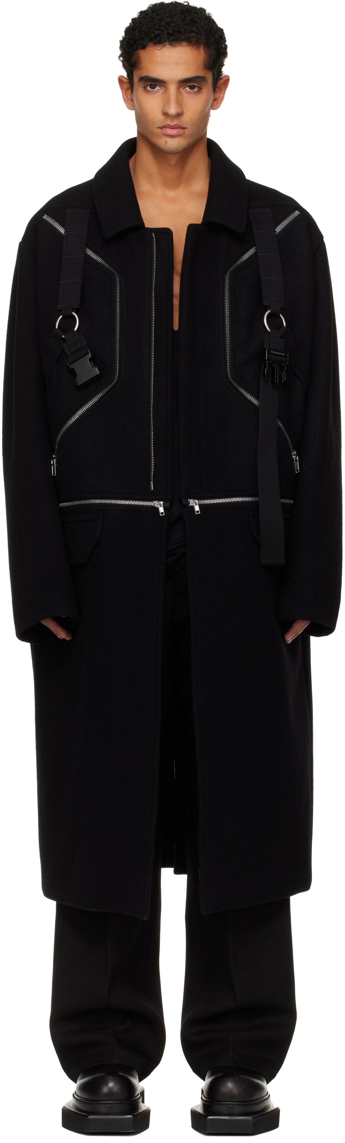 Rick Owens: Black Concordians Blixa Jumbo Mac Coat | SSENSE