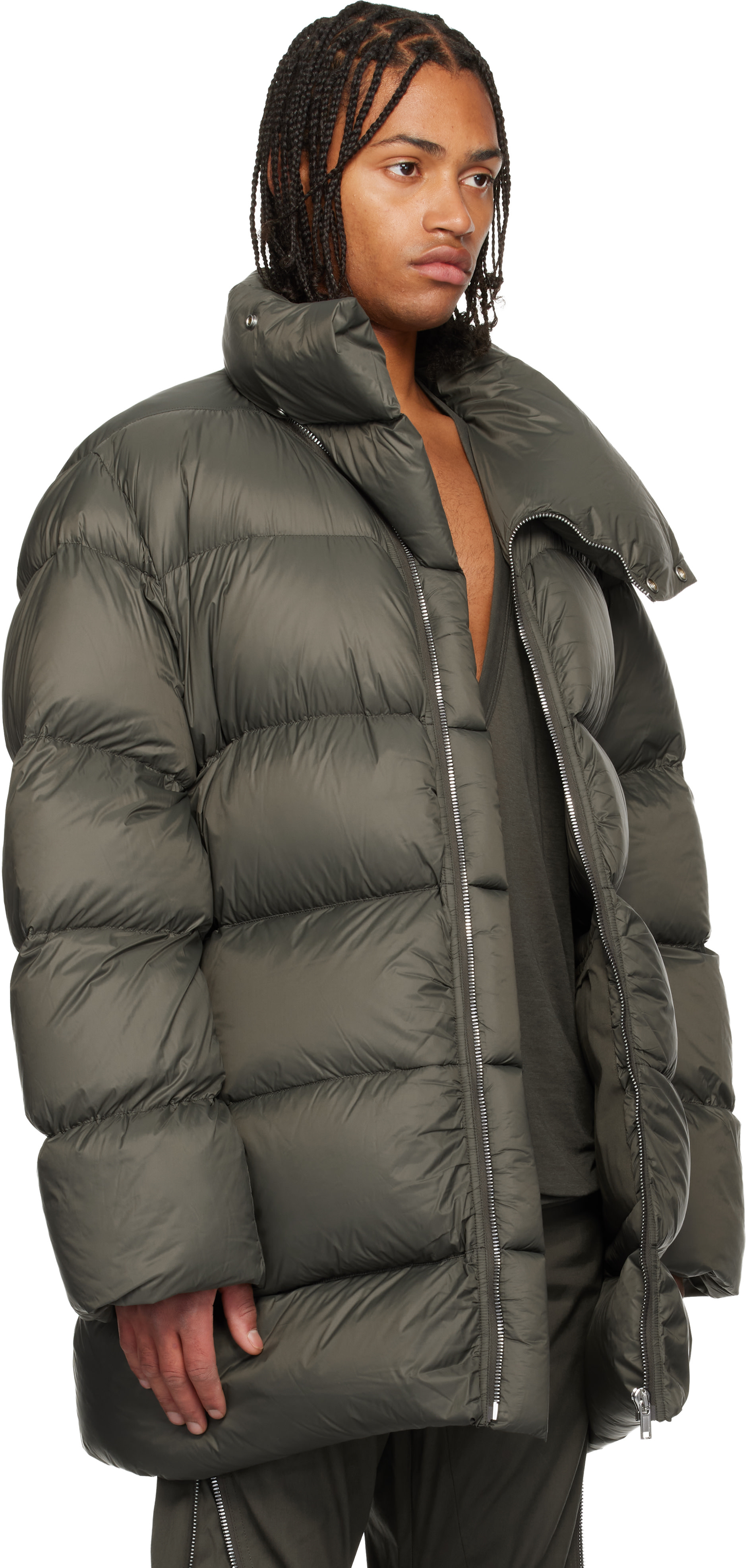 Rick Owens: Khaki Concordians Turtle Down Coat | SSENSE