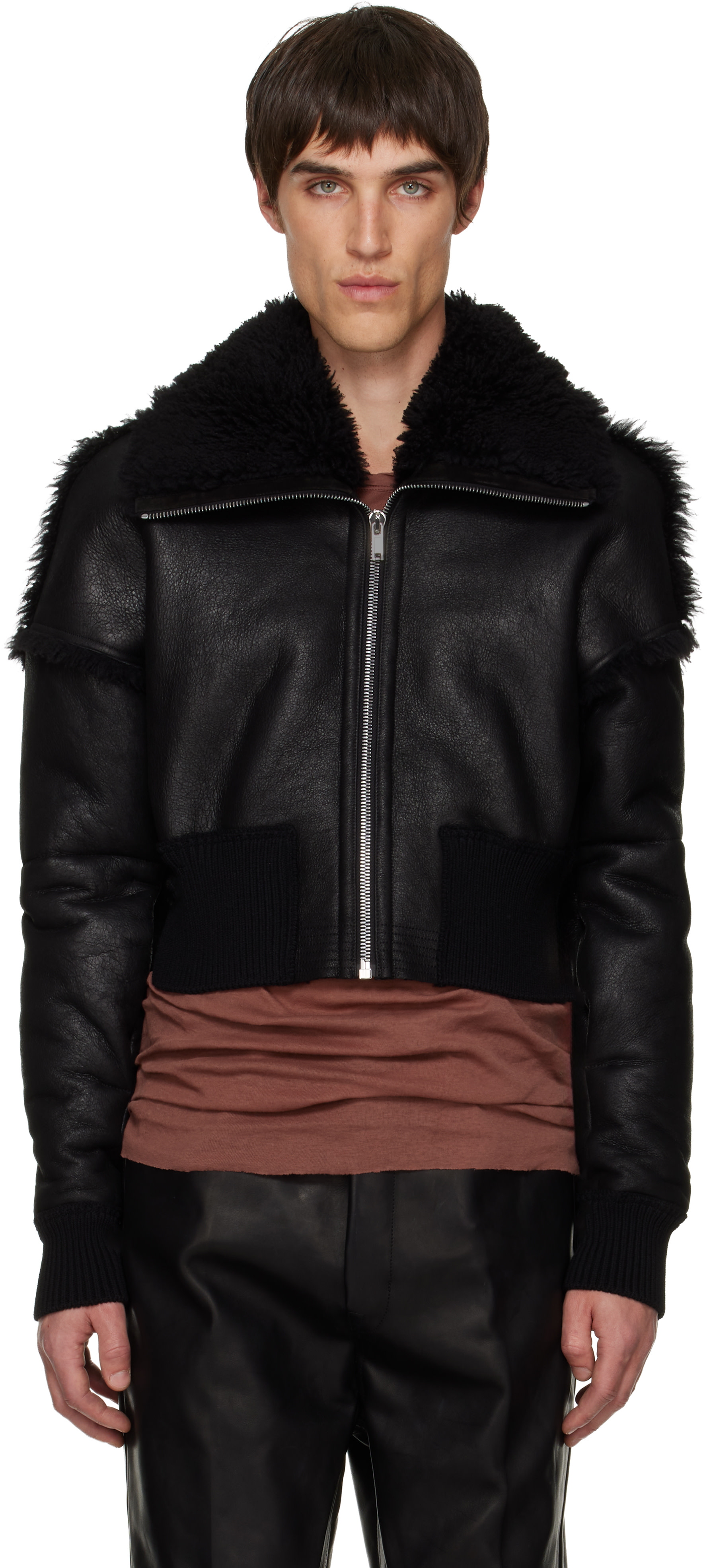 Rick Owens: ブラック Concordians Dracucollar シアリングジャケット