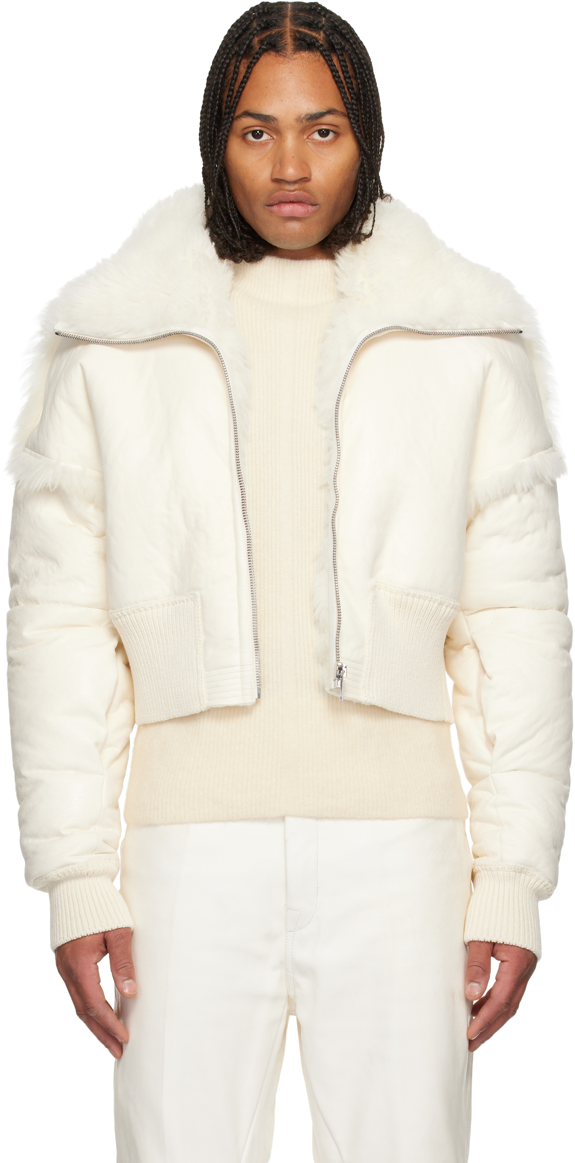 Rick Owens: Off-White Concordians Dracucollar Shearling Jacket 