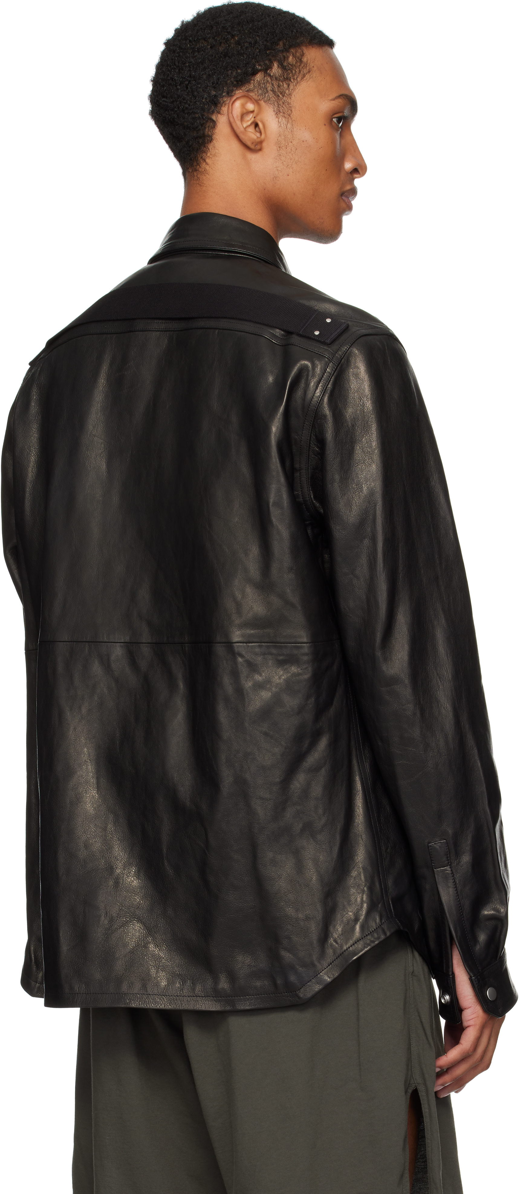 Rick Owens: ブラック Concordians Outershirt レザージャケット