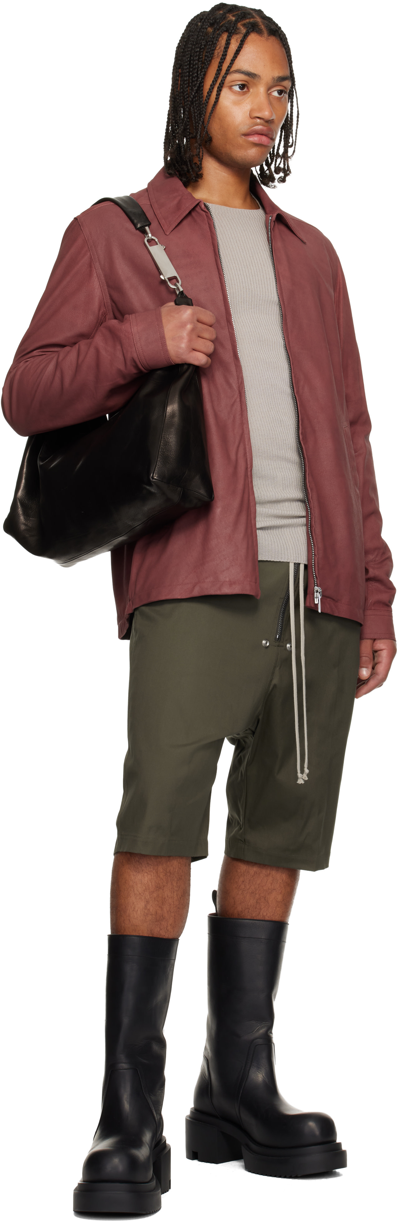 Rick Owens: Pink Concordians Brad Leather Jacket | SSENSE