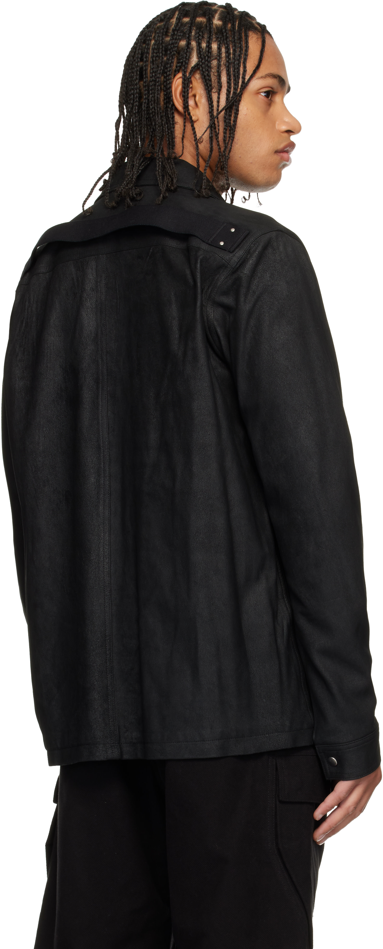 Rick Owens: Black Concordians Brad Leather Jacket | SSENSE