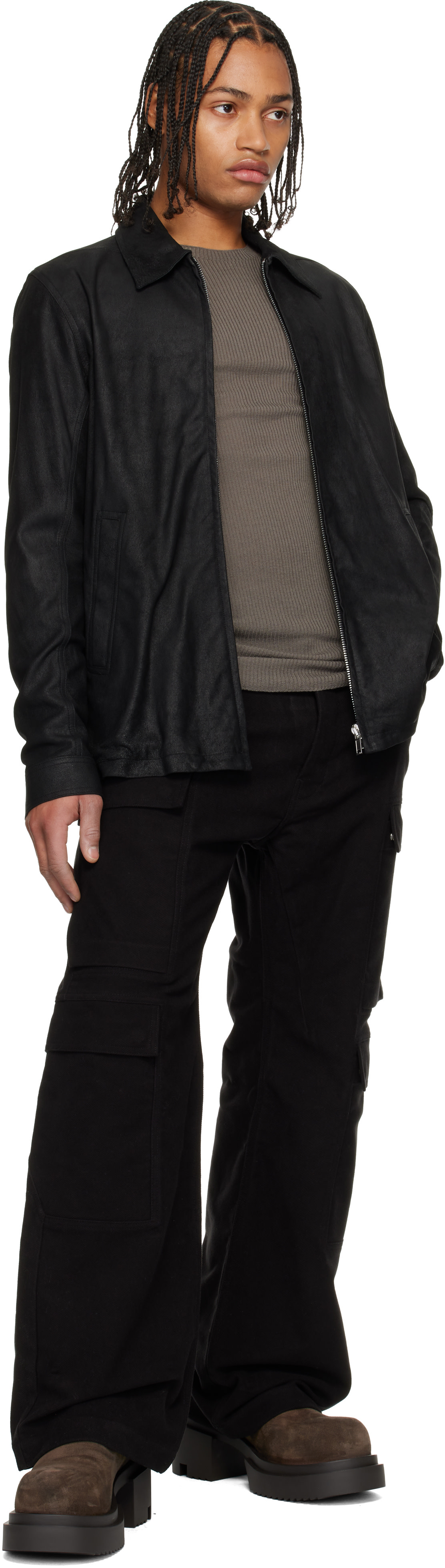 Rick Owens: Black Concordians Brad Leather Jacket | SSENSE Canada