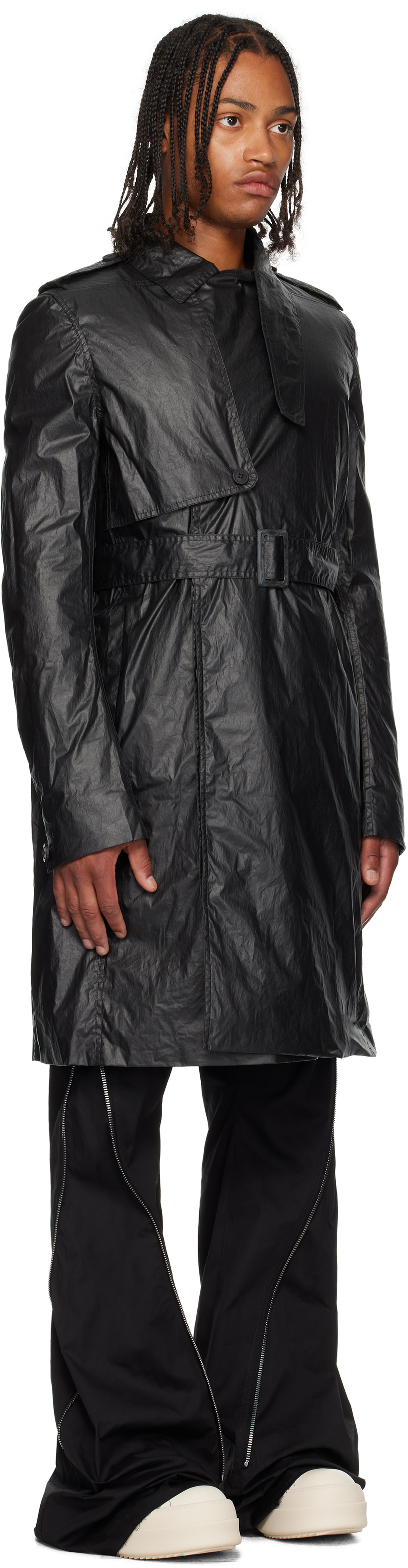 Rick Owens: Black Concordians Mastrotrench Trench Coat | SSENSE