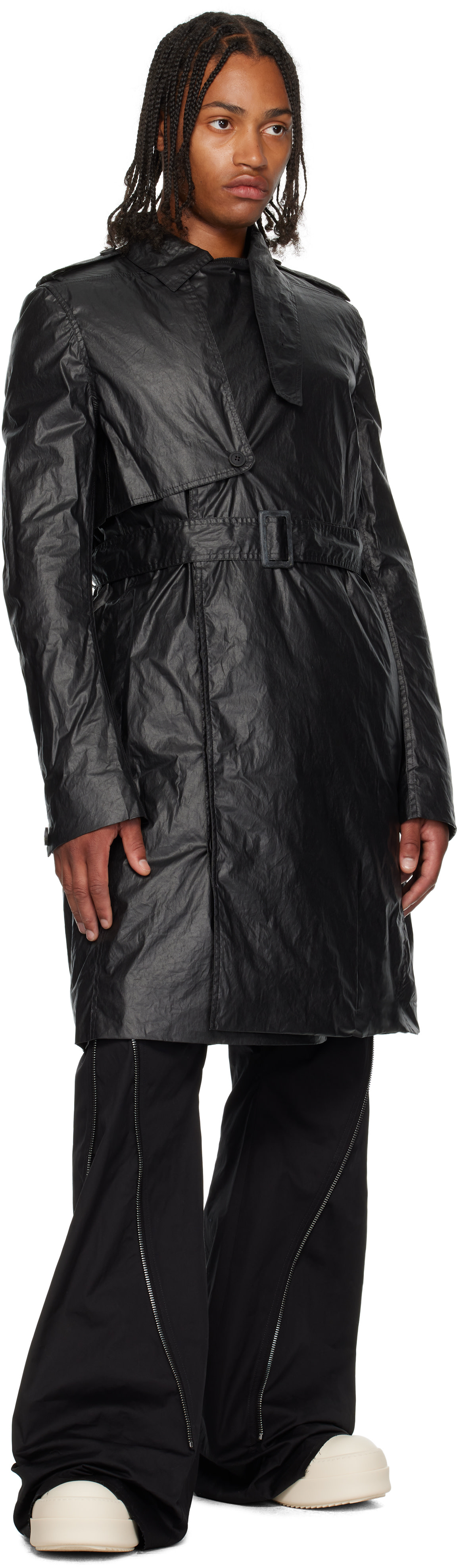 Rick Owens: Black Concordians Mastrotrench Trench Coat | SSENSE