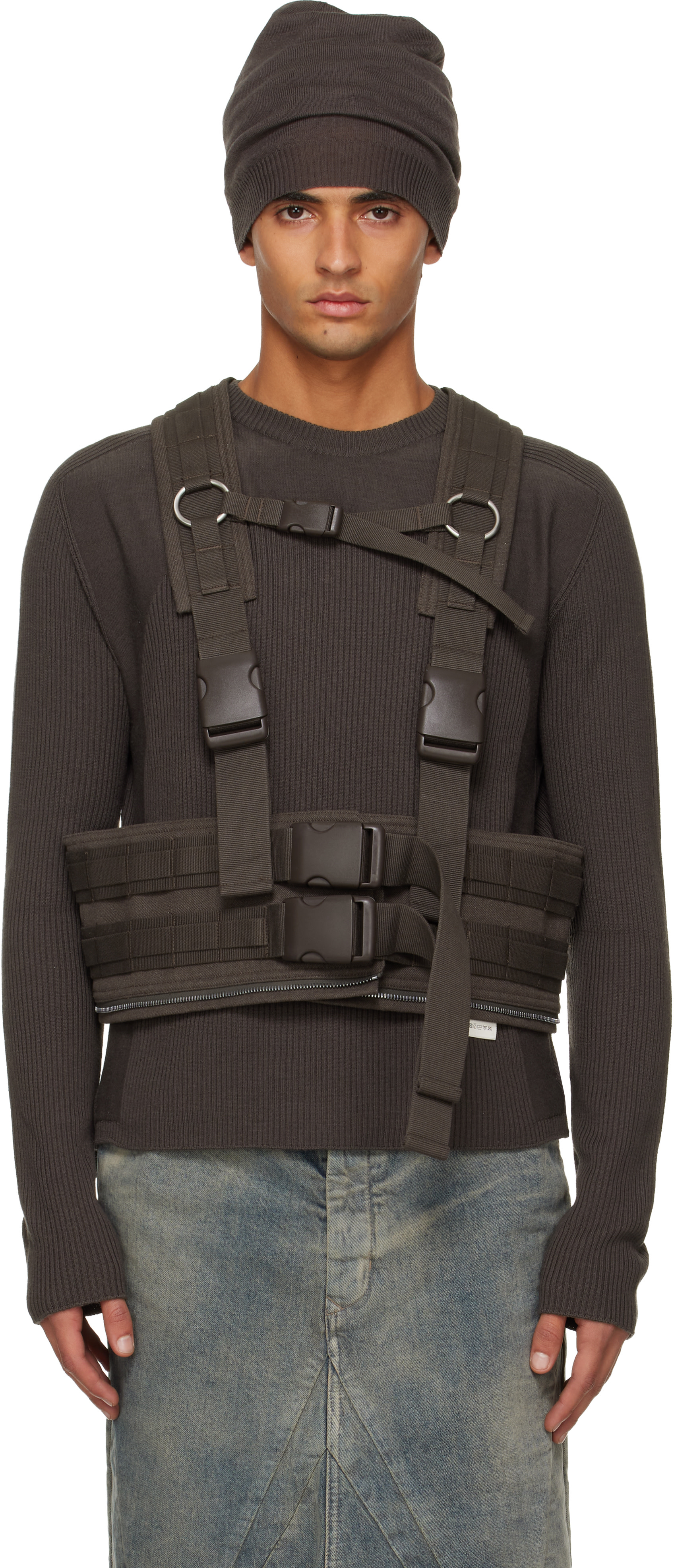 Rick Owens: Brown Concordians Harness Vest | SSENSE