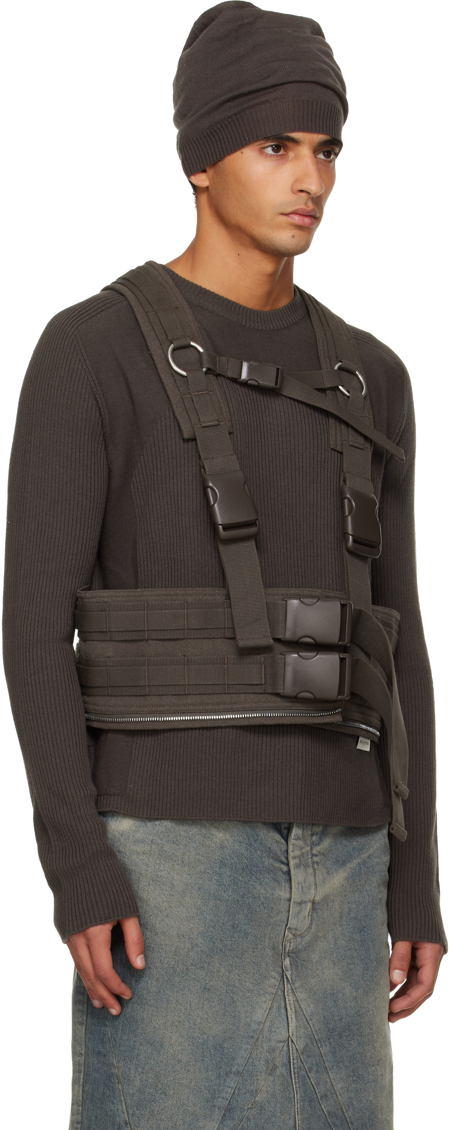 Rick Owens: Brown Concordians Harness Vest | SSENSE Germany