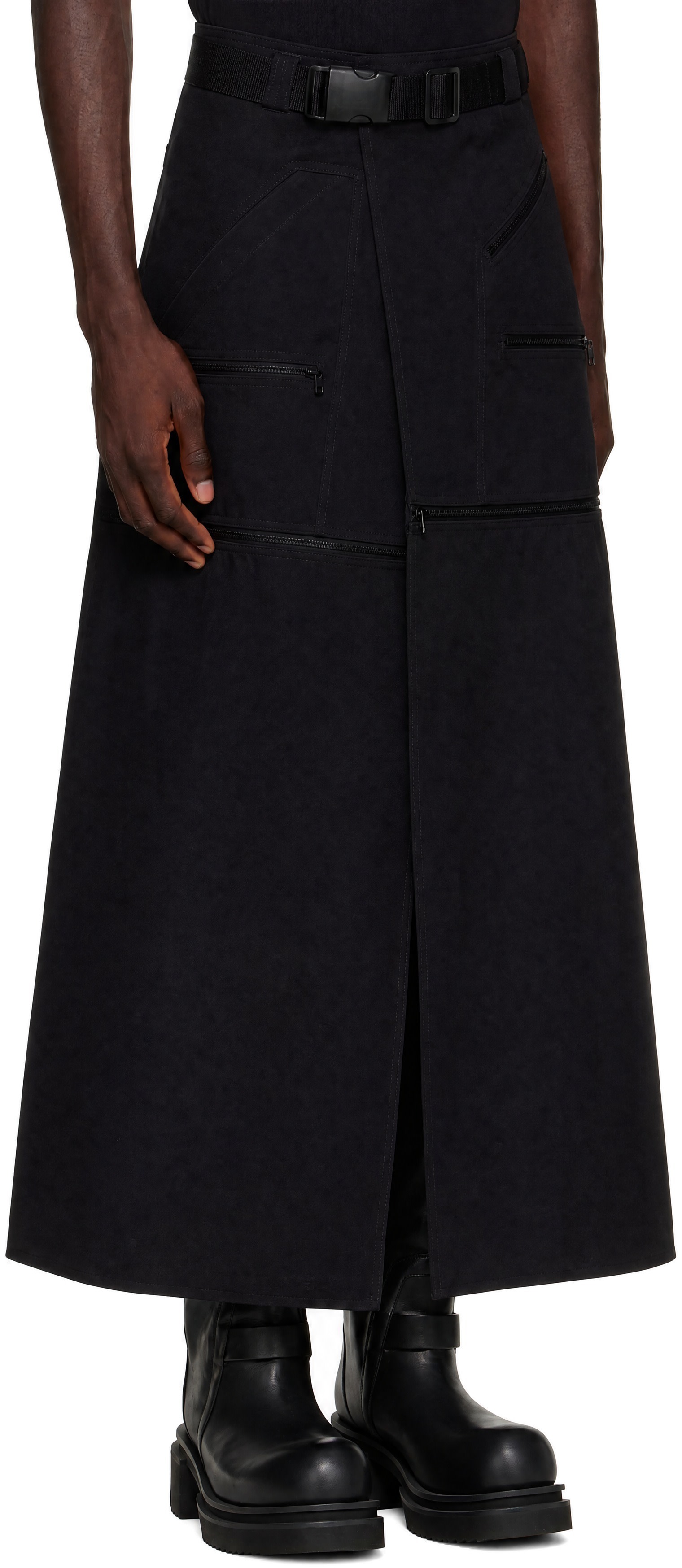 国内正規品 rick owens バウハウス　スカート【40】シルバー　ブラック Rick Owens: ブラック Concordians Odetta Cargo マキシスカート