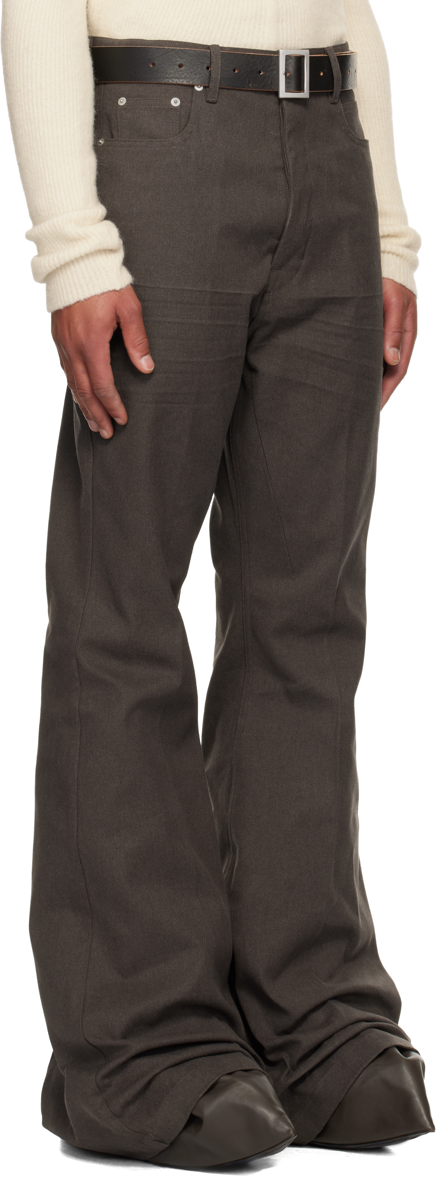 Rick Owens: Brown Concordians Bolan Jeans | SSENSE