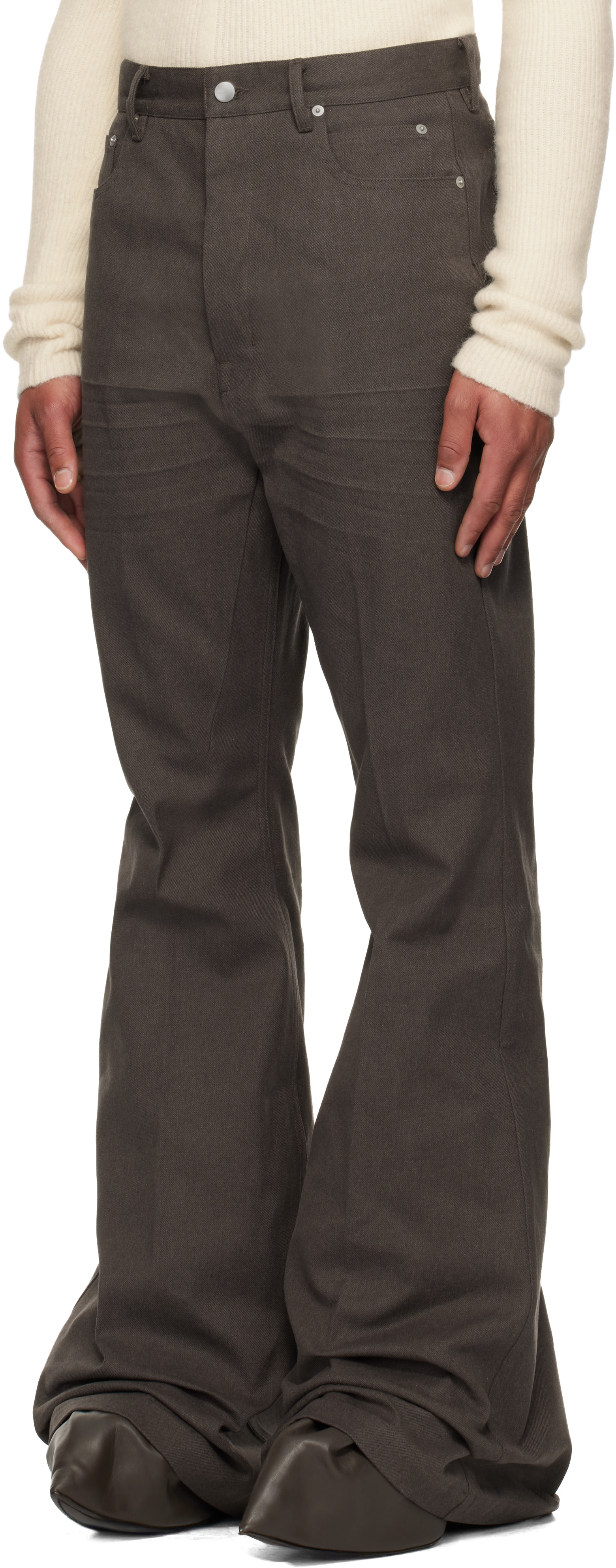 Rick Owens: Brown Concordians Bolan Jeans | SSENSE