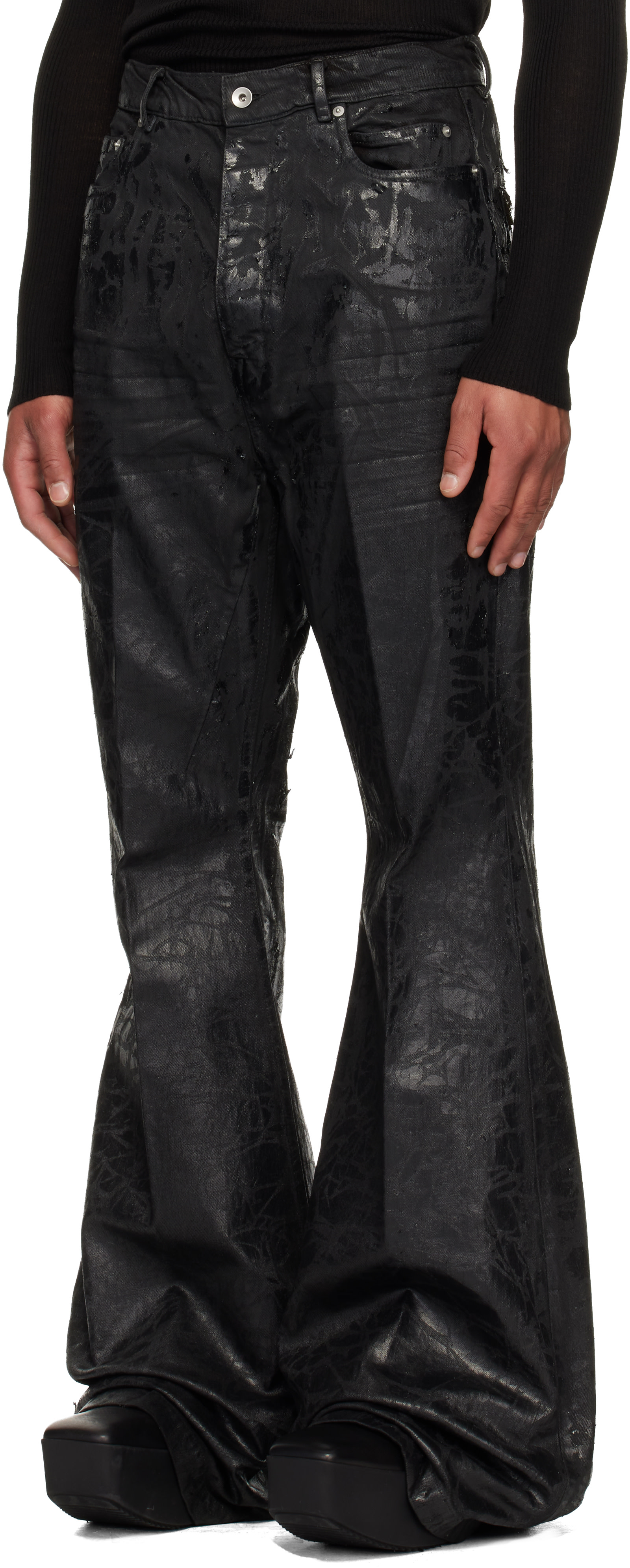 Rick Owens: Black Concordians Bolans Jeans | SSENSE