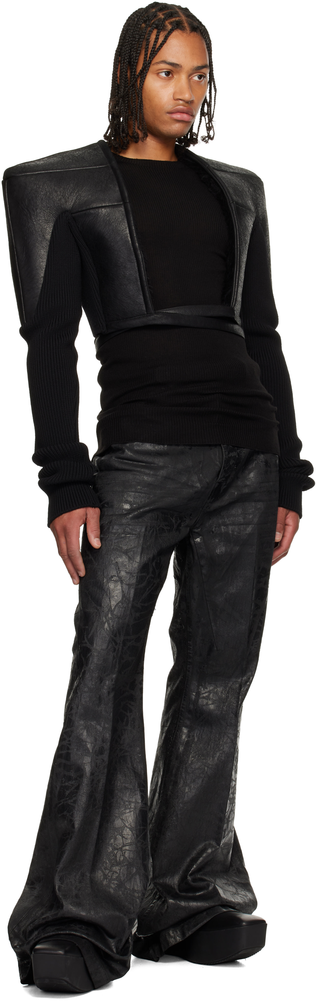 s*m様 値下げ可RICK OWENS coating coated bolan Rick Owens: ブラック Concordians Bolan ジーンズ | SSENSE 日本