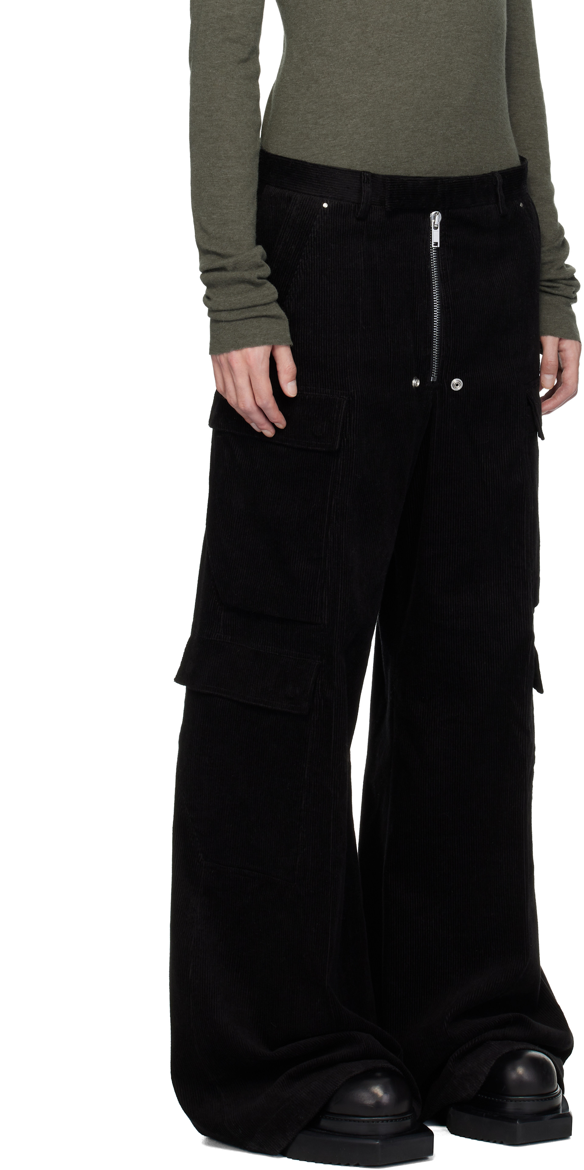 Rick Owens: Black Concordians Tailored Cargobelas Cargo Pants | SSENSE