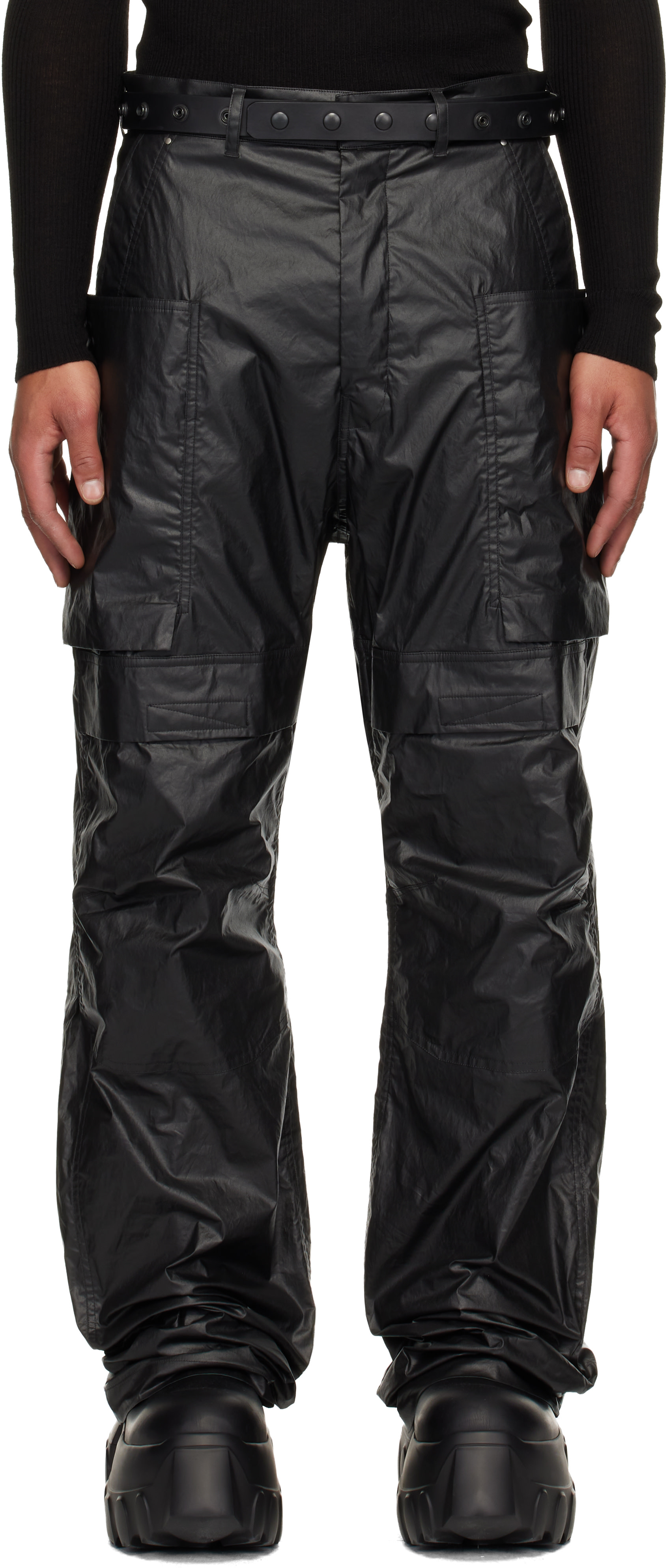H*読様 Rick OWENS 16SS ANTHEM CARGO CROPPE Rick Owens: Black Concordians Stefan Cargo Pants | SSENSE
